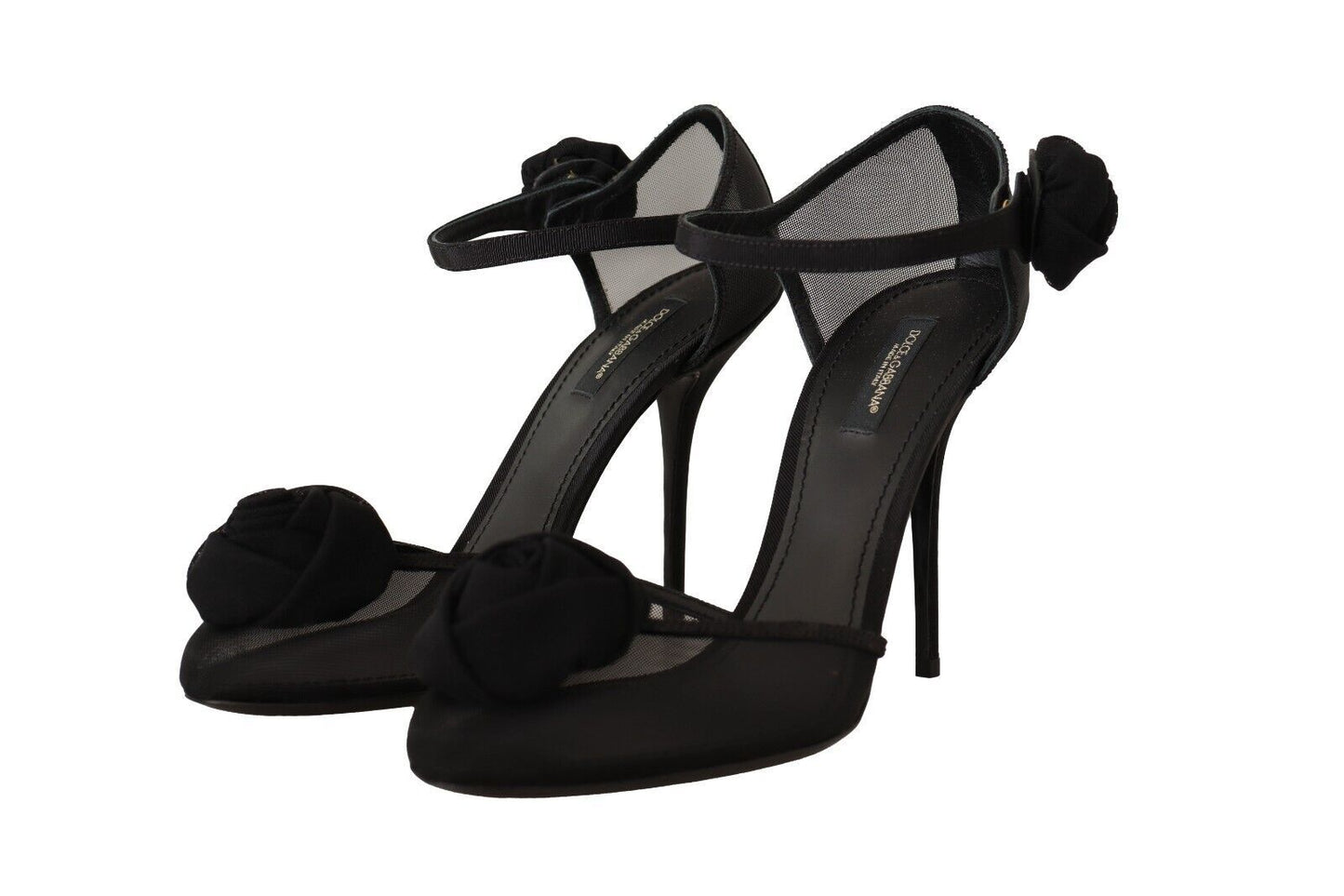 Schwarz Mesh Knöchelriemen High Heels Pumps Schuhe