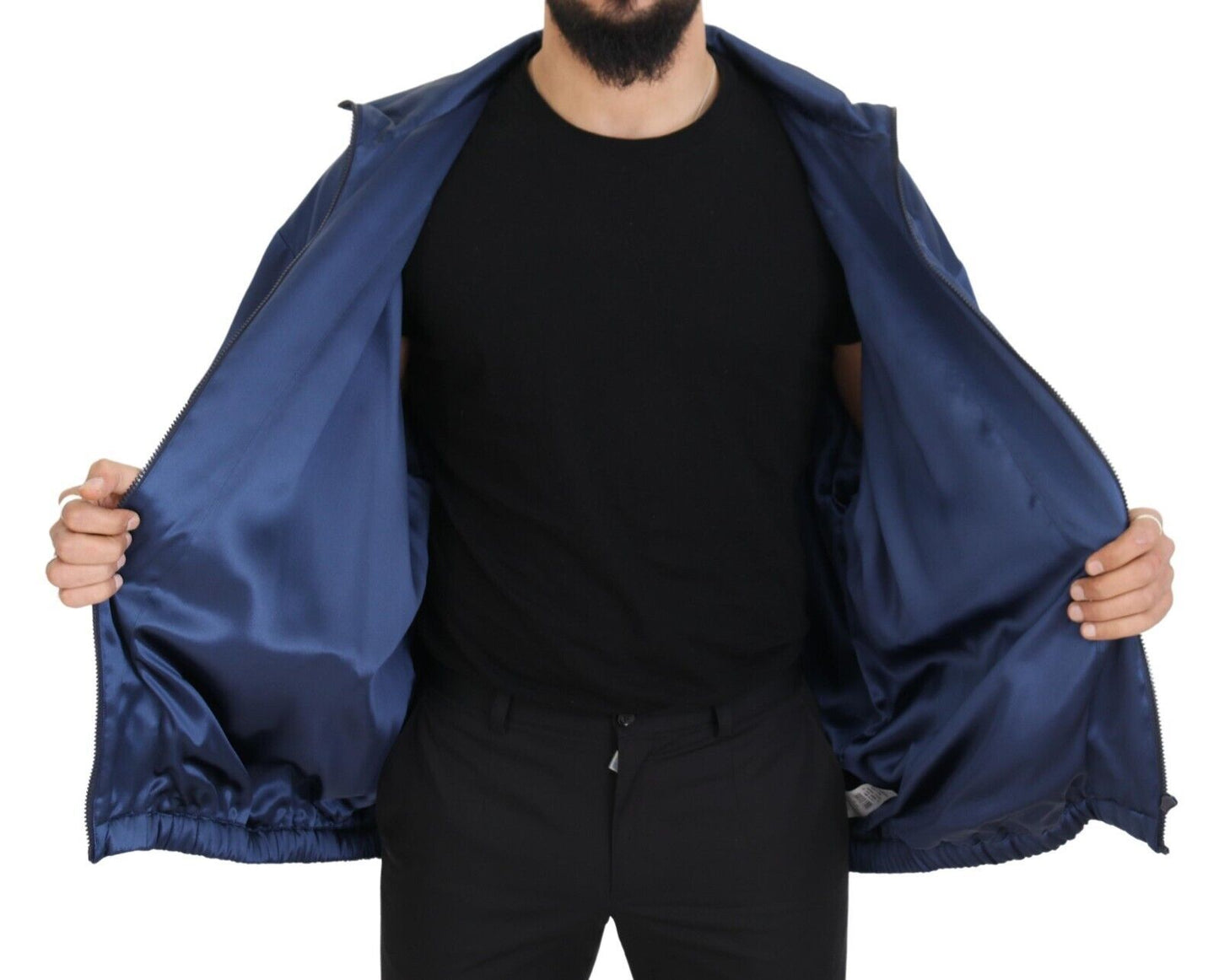 Blauer Wappenaufnäher KHALED Jacke mit durchgehendem Reißverschluss