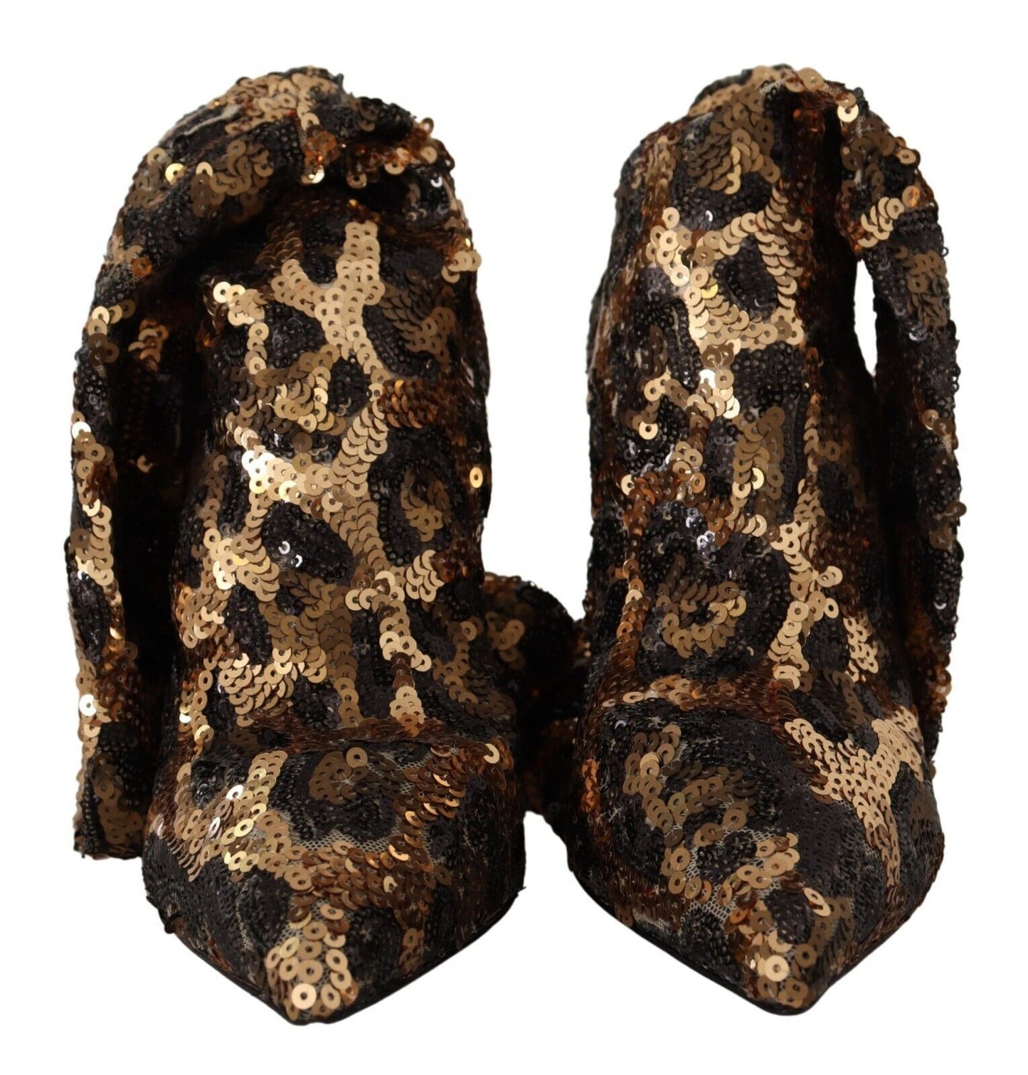 Gold Leopard Pailletten Heels Stiefel Schuhe