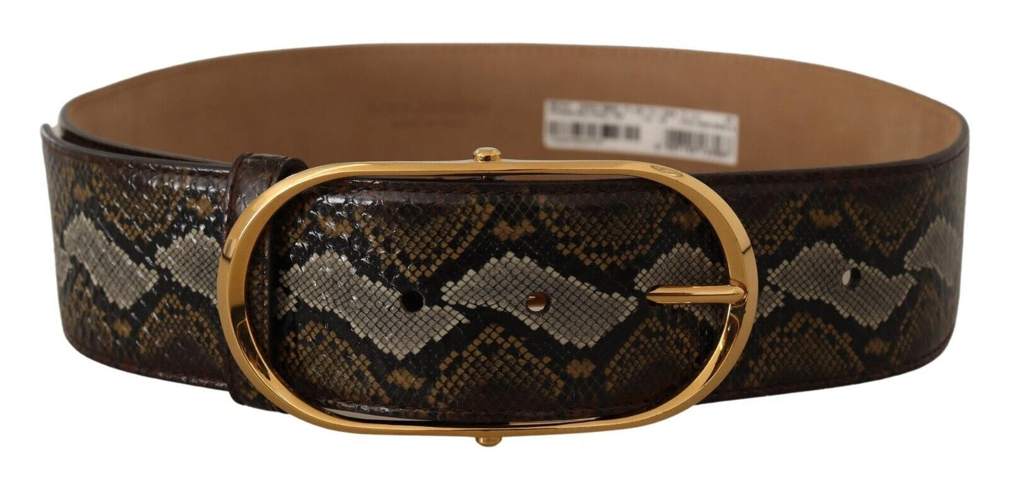 Brauner Pythonledergürtel mit ovaler Schnalle