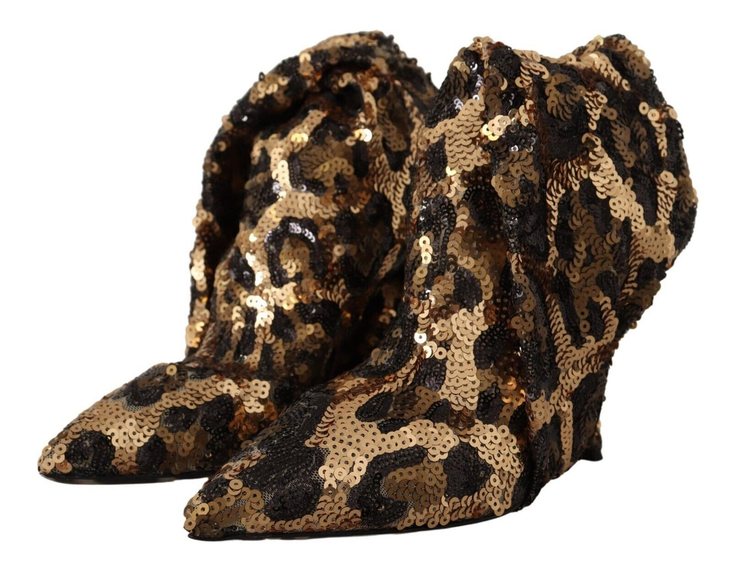 Gold Leopard Pailletten Heels Stiefel Schuhe