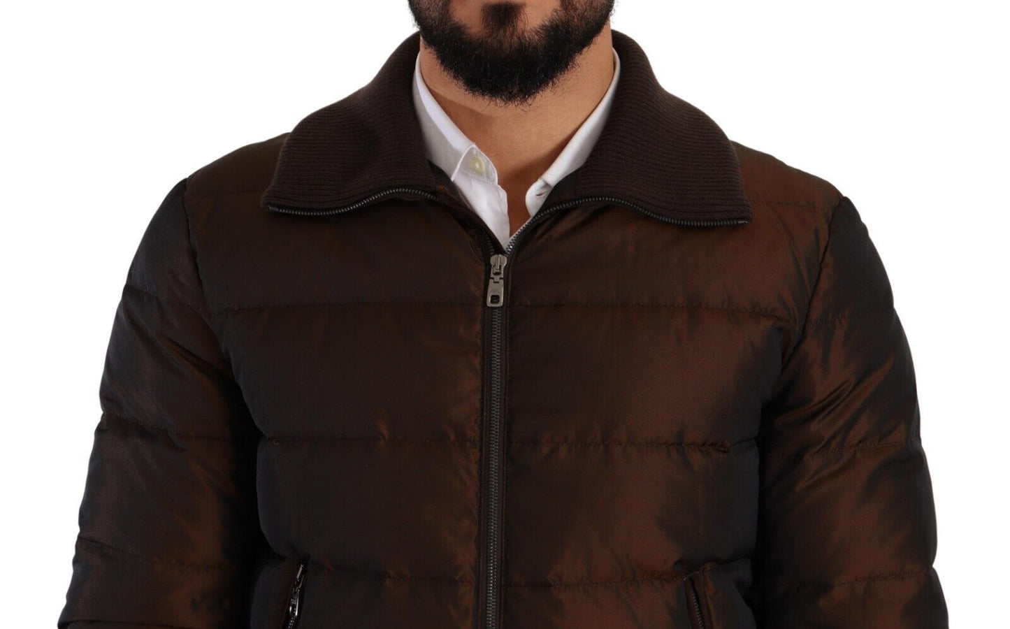 Brauner Polyester Puffer Männer Mantel Jacke
