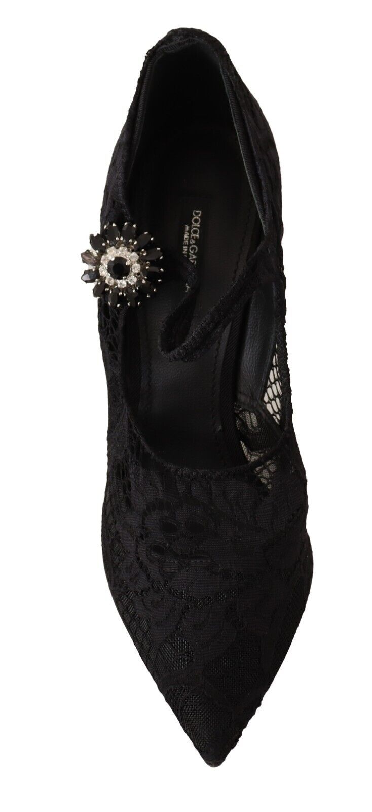 Schwarz Spitze Kristalle Heels Mary Jane Pumps Schuhe