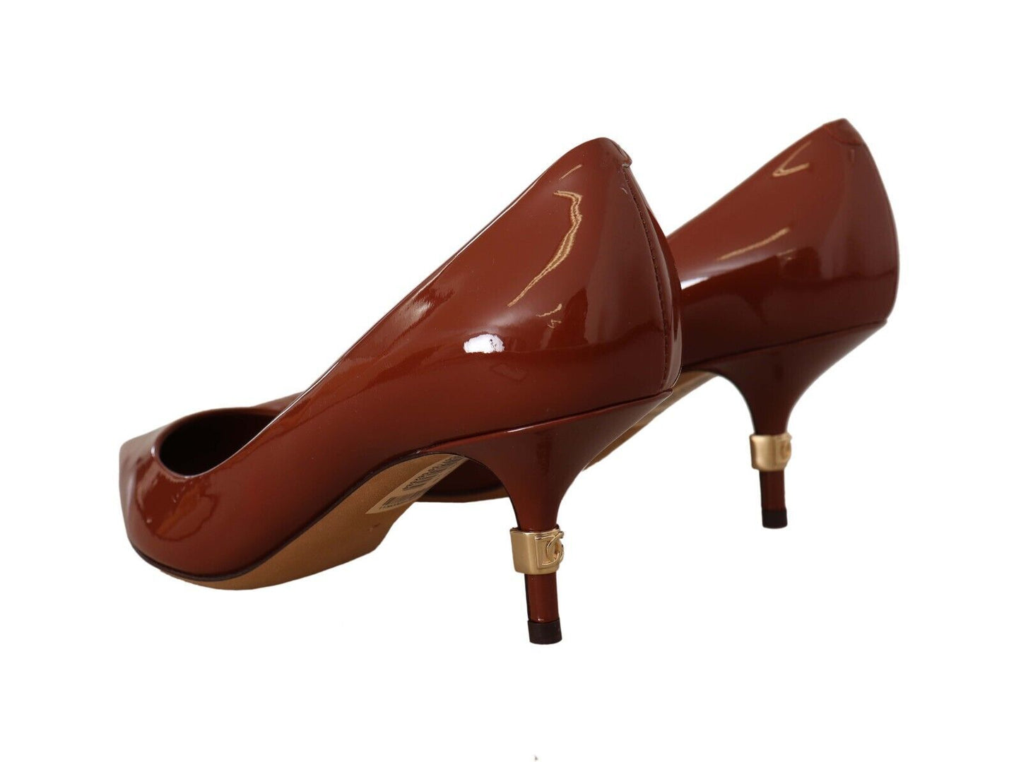 Braun Kitten Heels Pumps Lackleder Schuhe