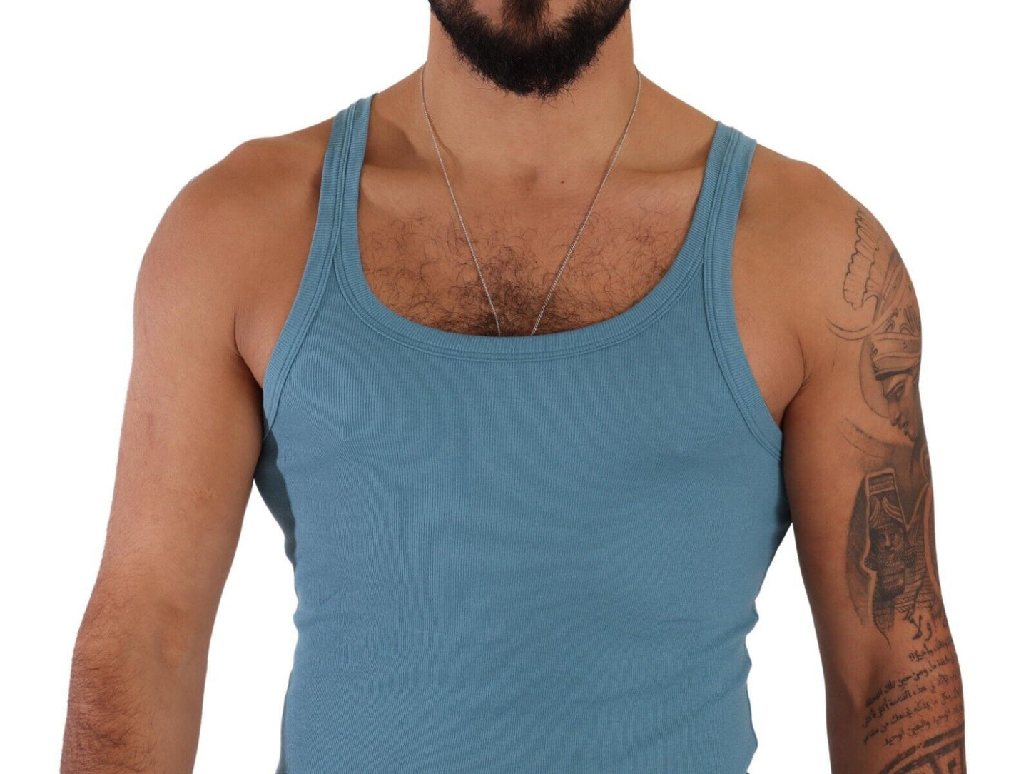 Blau Baumwolle Rundhals-T-Shirt Tank Unterwäsche