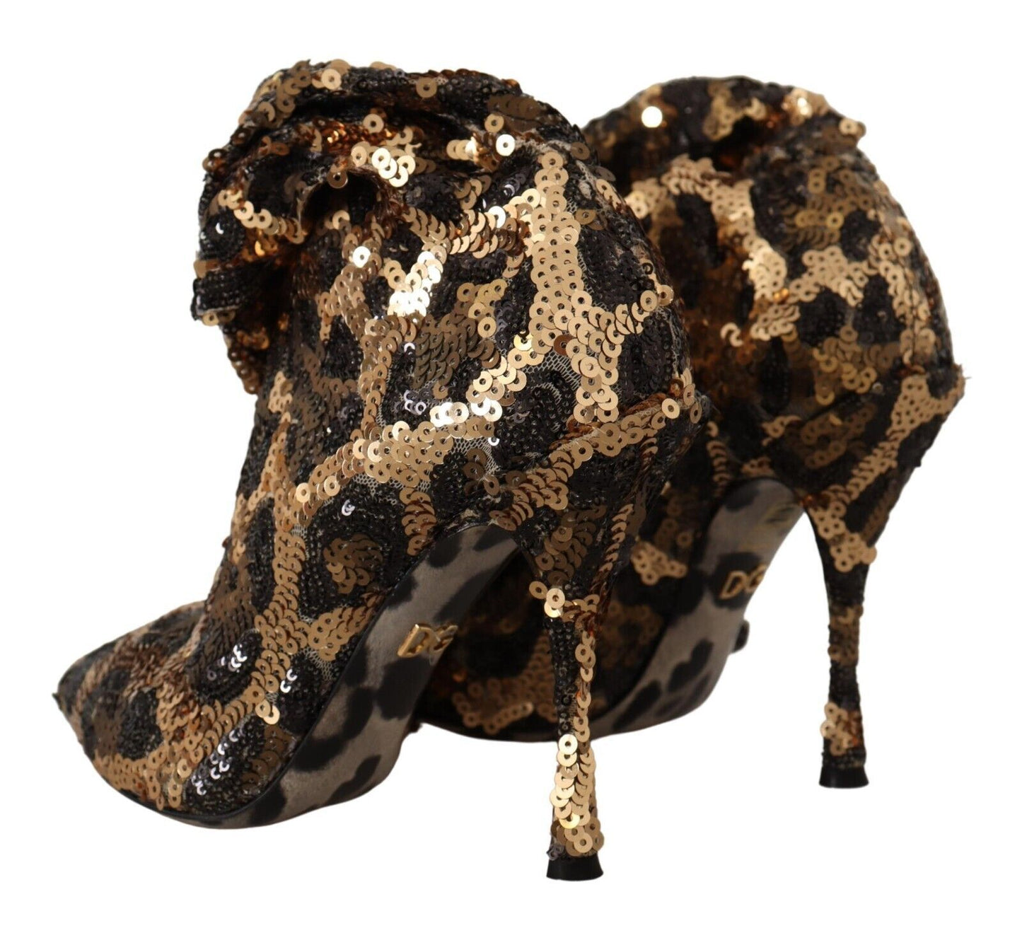 Gold Leopard Pailletten Heels Stiefel Schuhe
