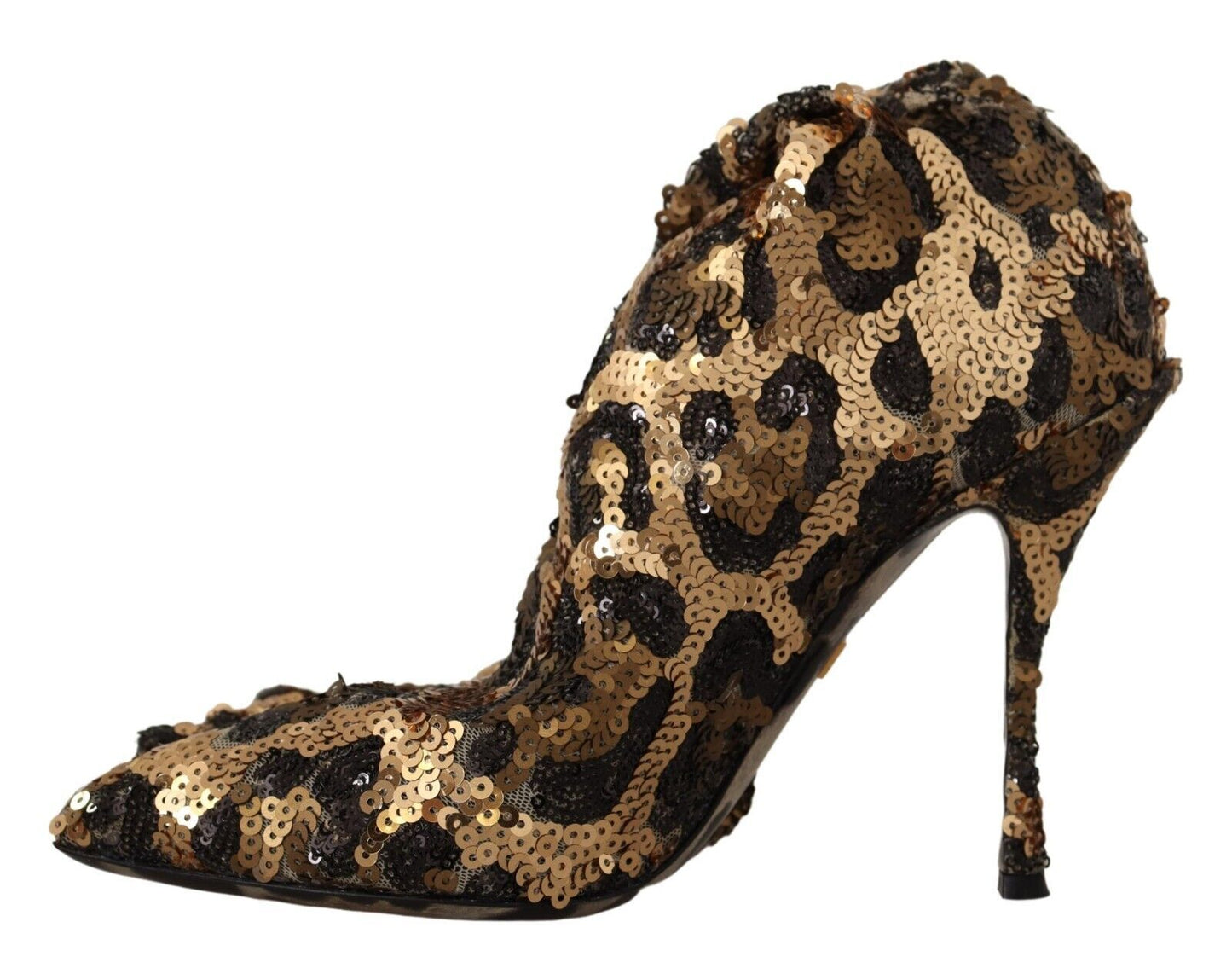 Gold Leopard Pailletten Heels Stiefel Schuhe