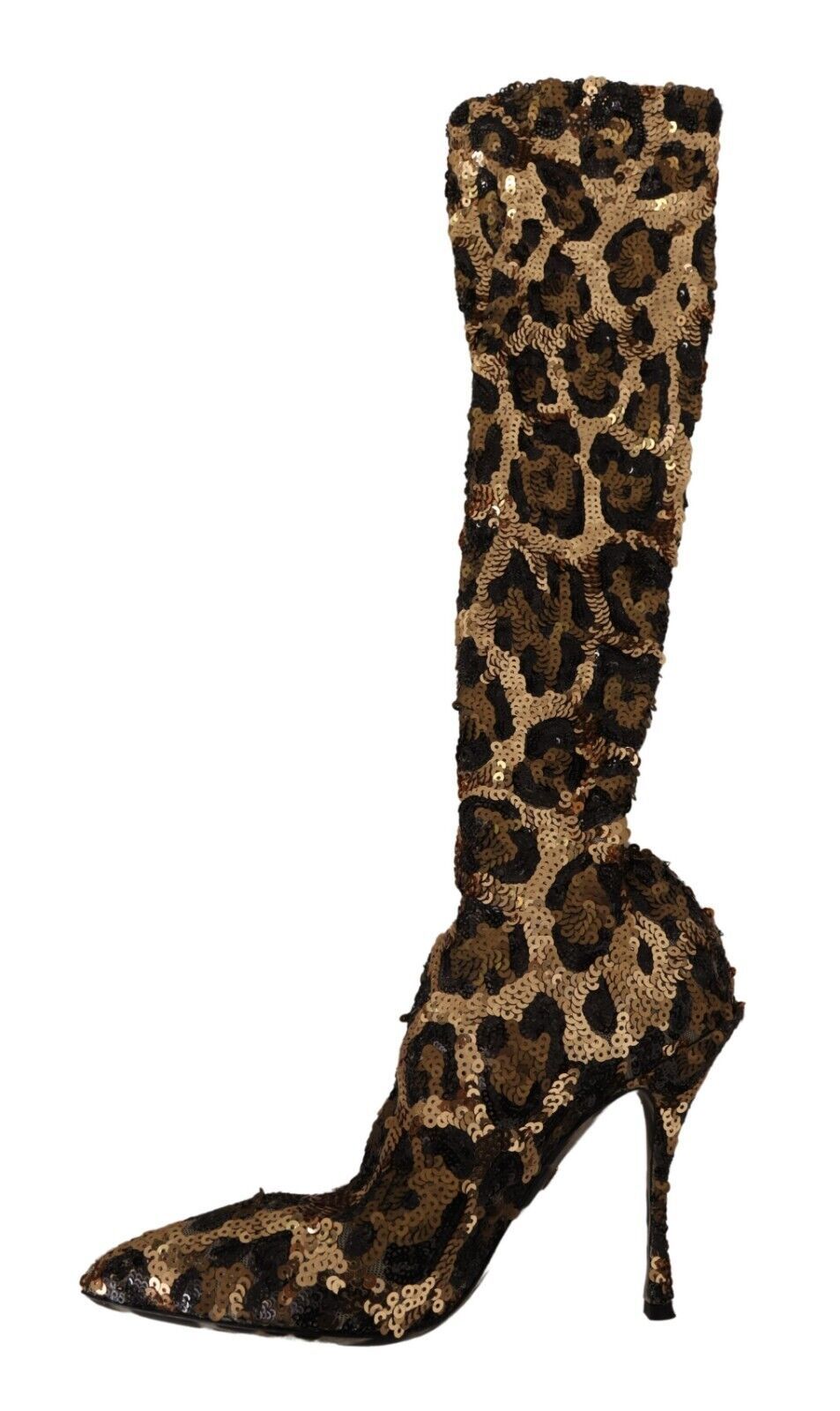 Gold Leopard Pailletten Heels Stiefel Schuhe