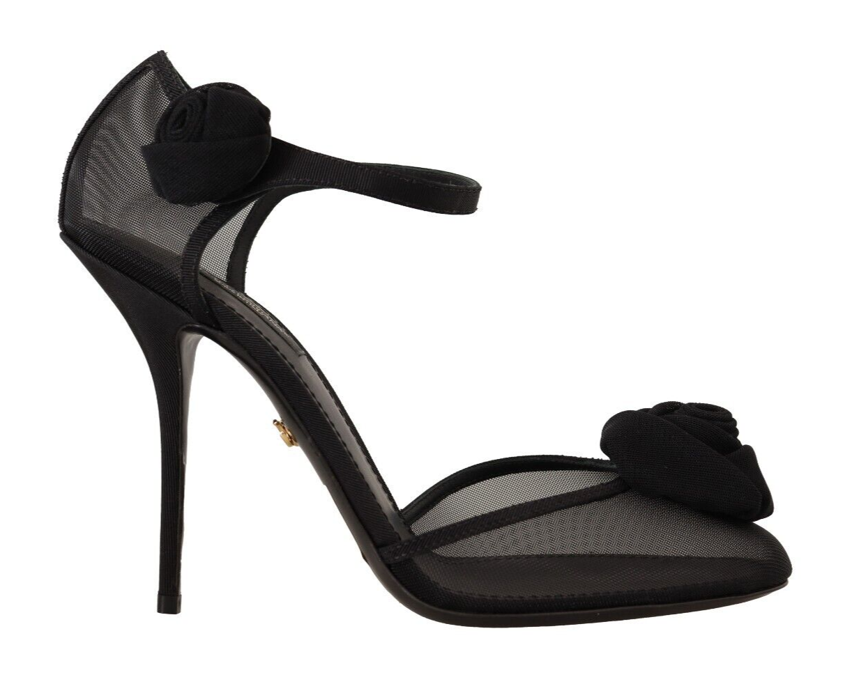 Schwarz Mesh Knöchelriemen High Heels Pumps Schuhe