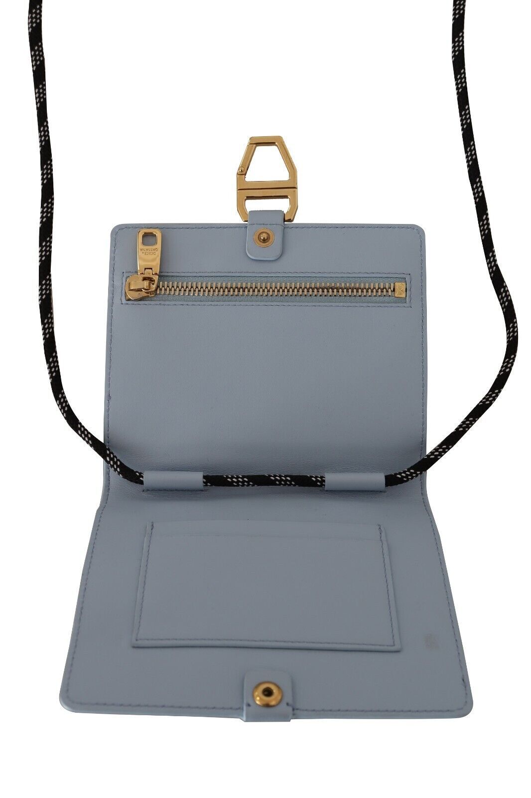 Hellblaues Leder Mini Bifold Sling Portemonnaie