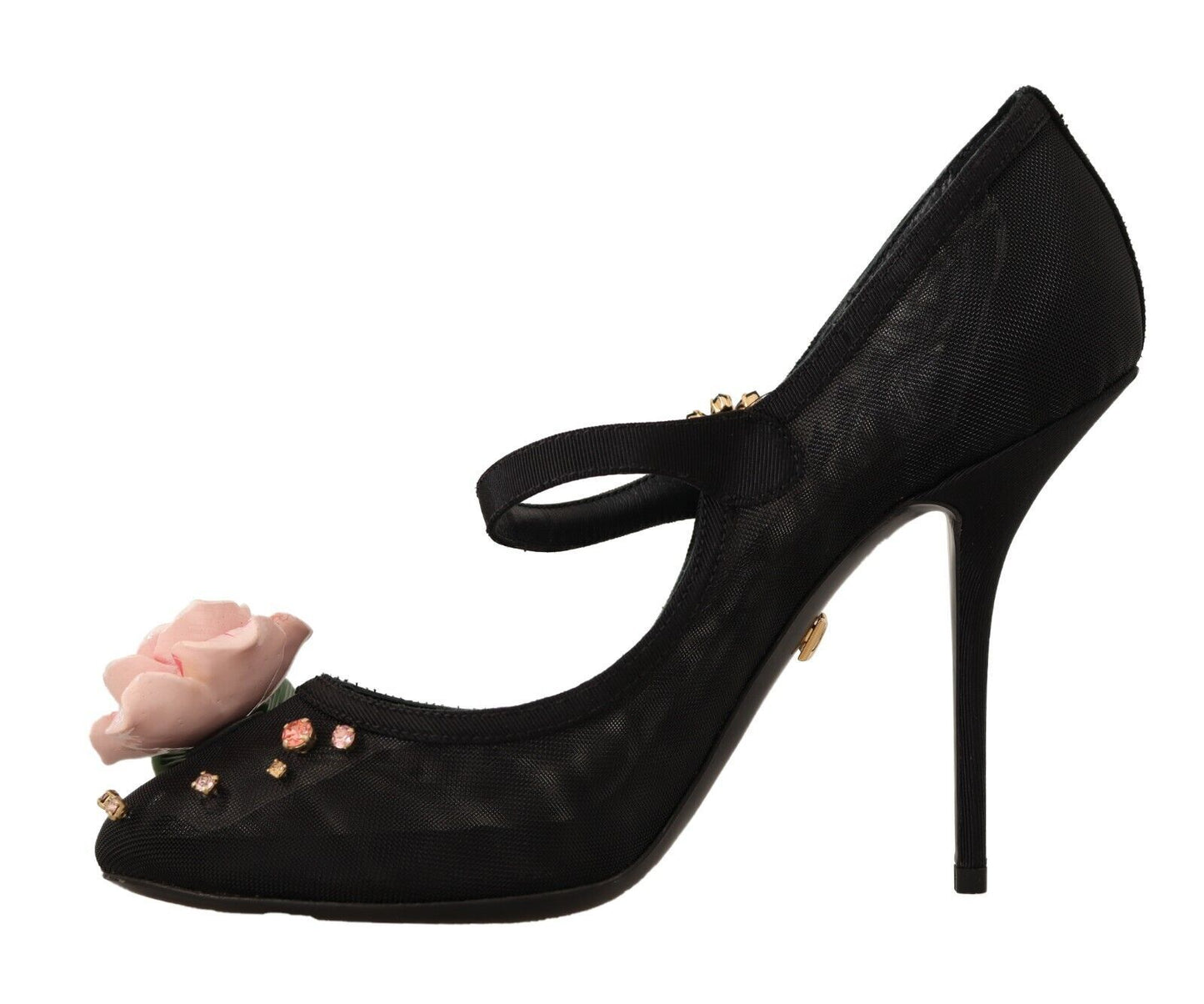 Schwarz Mesh verschönert Pumps Mary Jane Schuhe