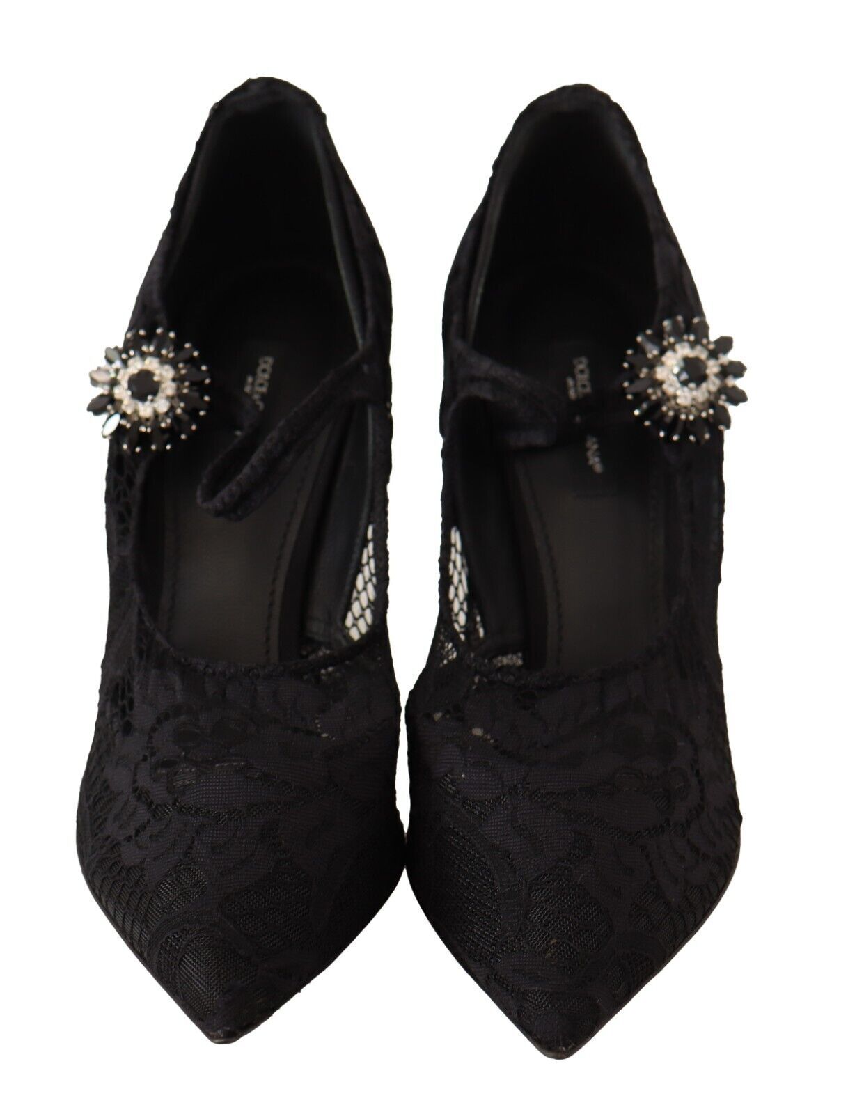 Schwarz Spitze Kristalle Heels Mary Jane Pumps Schuhe