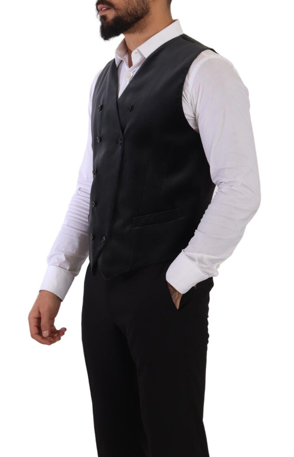 Grauer Samt Baumwolle Slim Fit Weste Weste