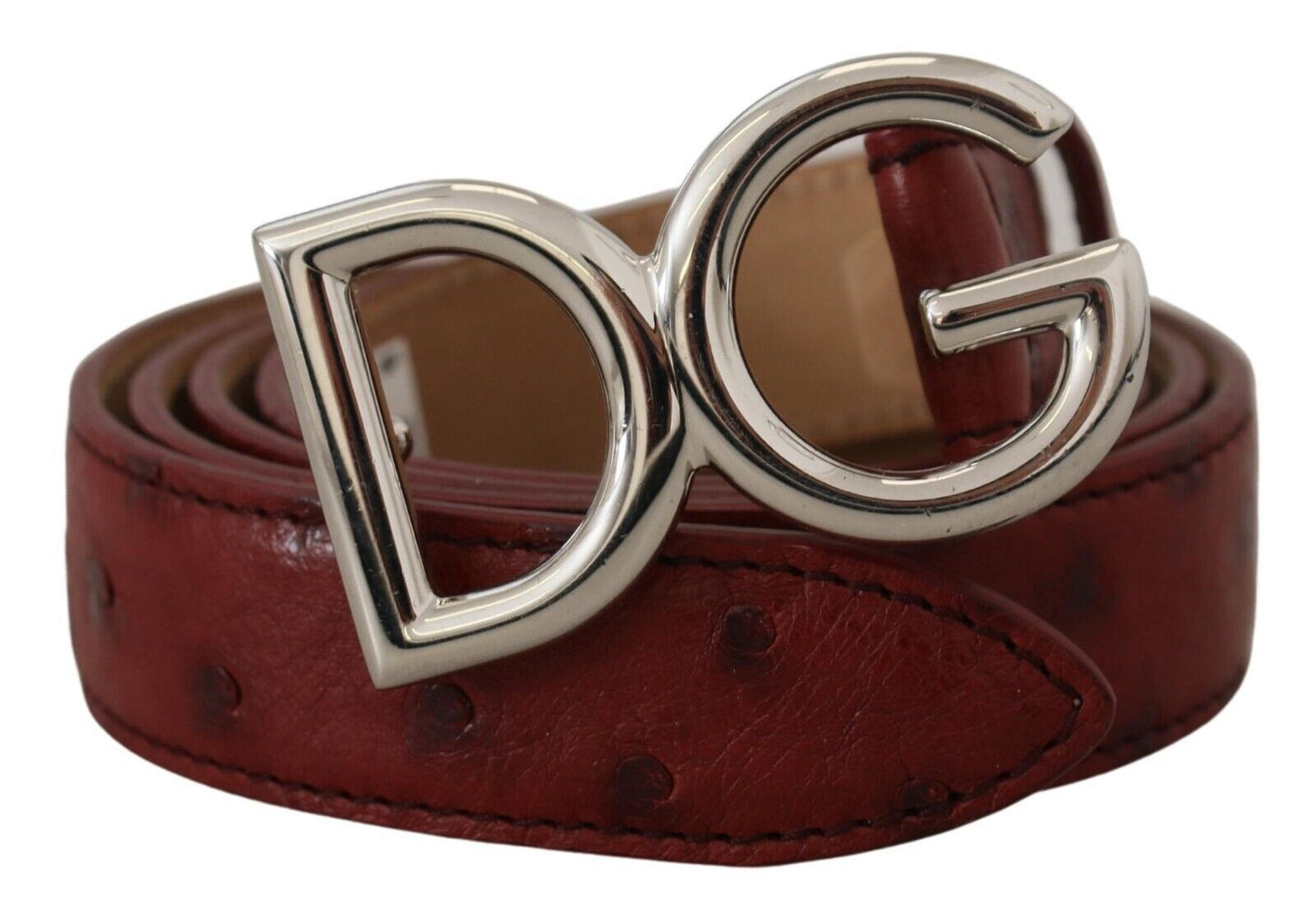 Bordeaux Leder Silber Logo Metallschnalle