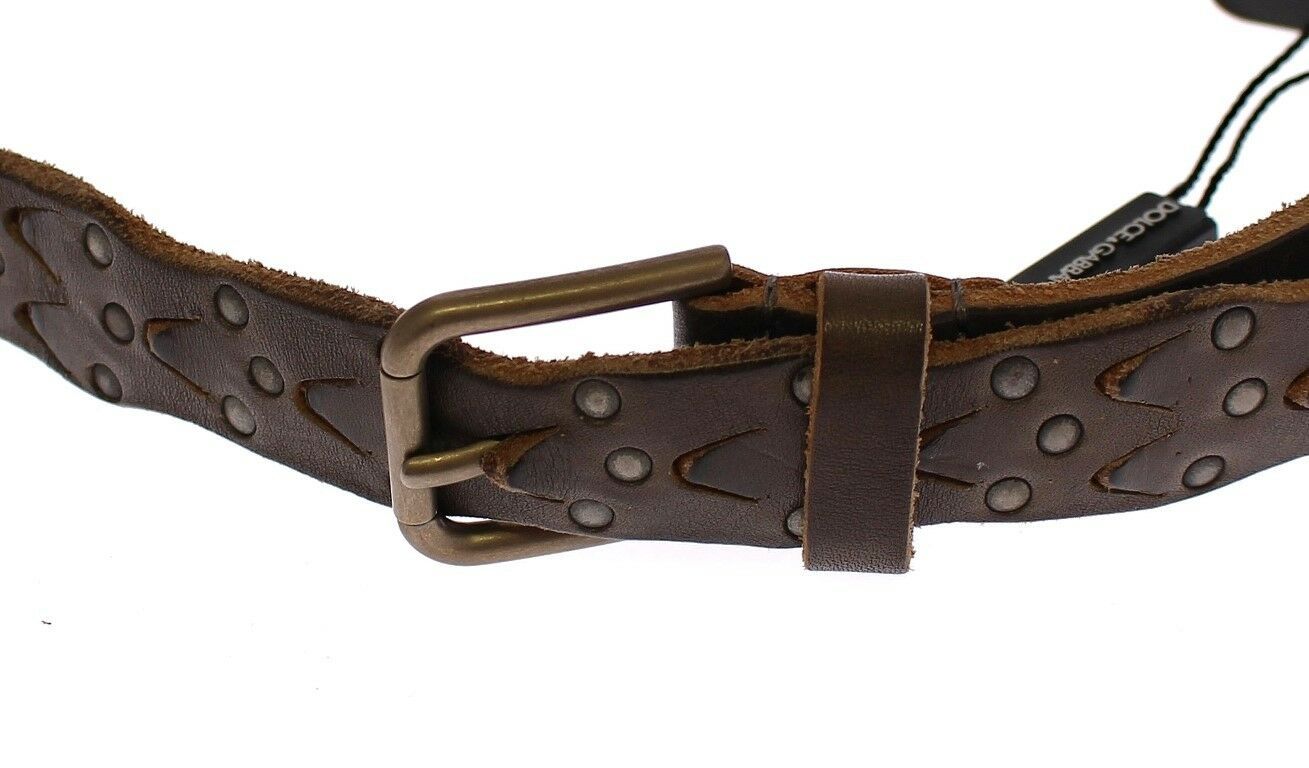 Brauner Leder Logo Cintura Gürtel