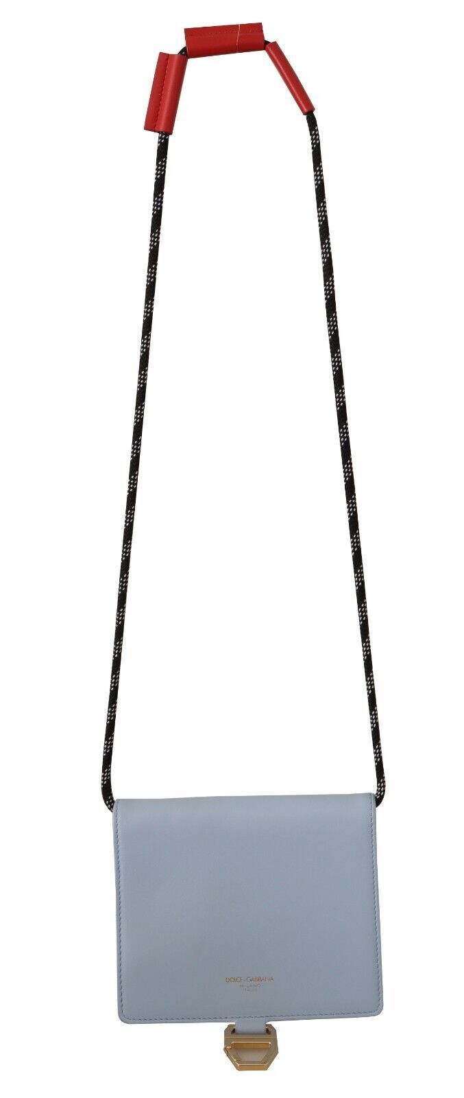 Hellblaues Leder Mini Bifold Sling Portemonnaie