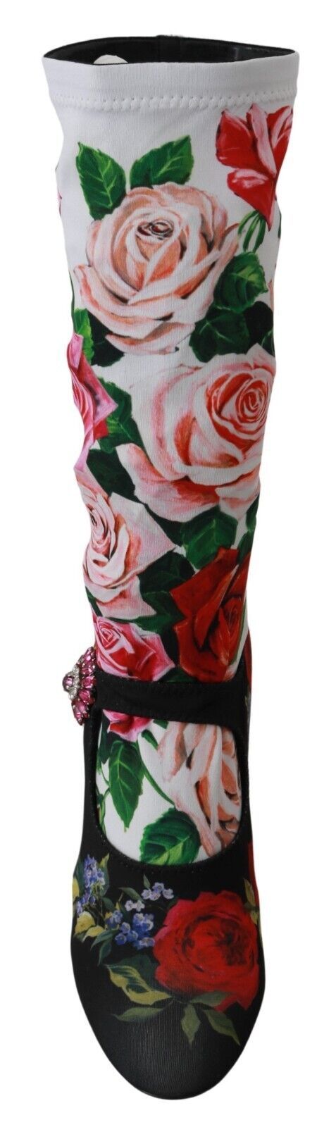 Schwarz Floral Socken Crystal Jersey Stiefel Schuhe