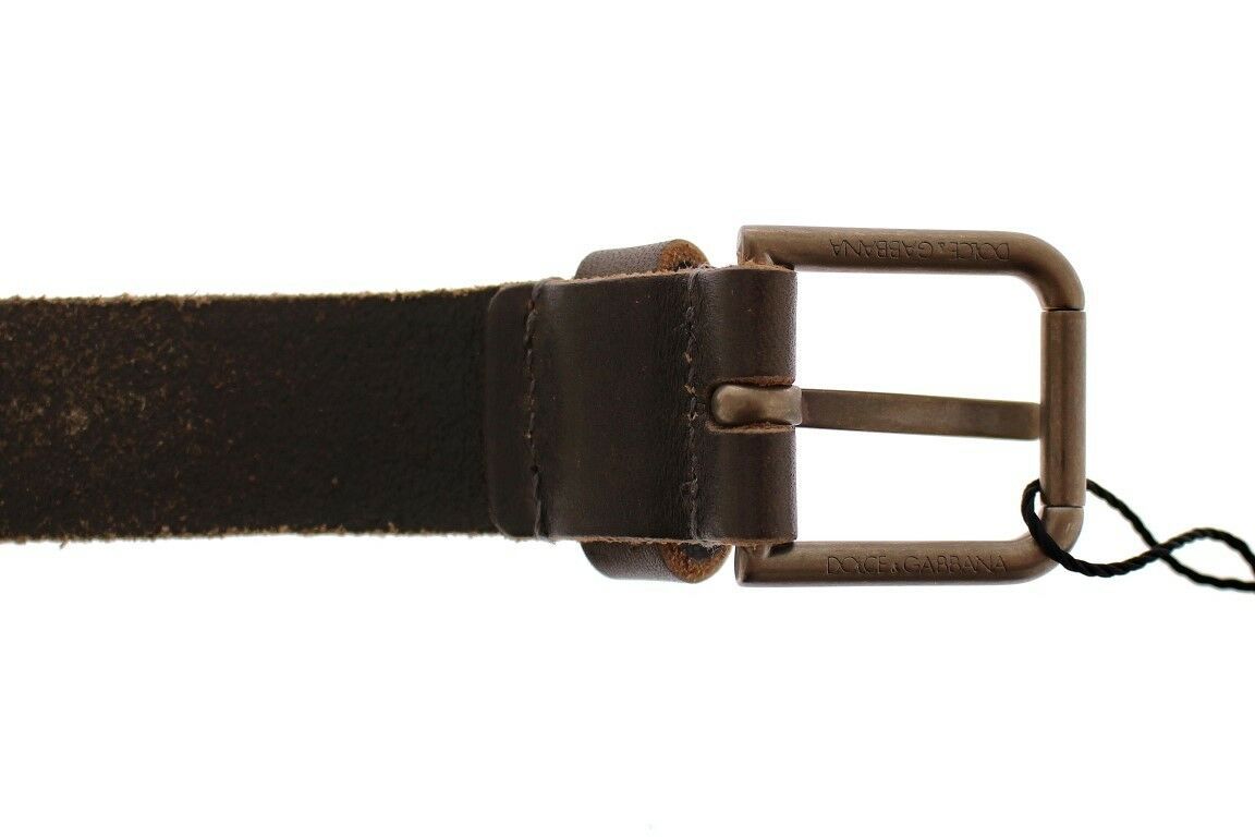 Brauner Leder Logo Cintura Gürtel