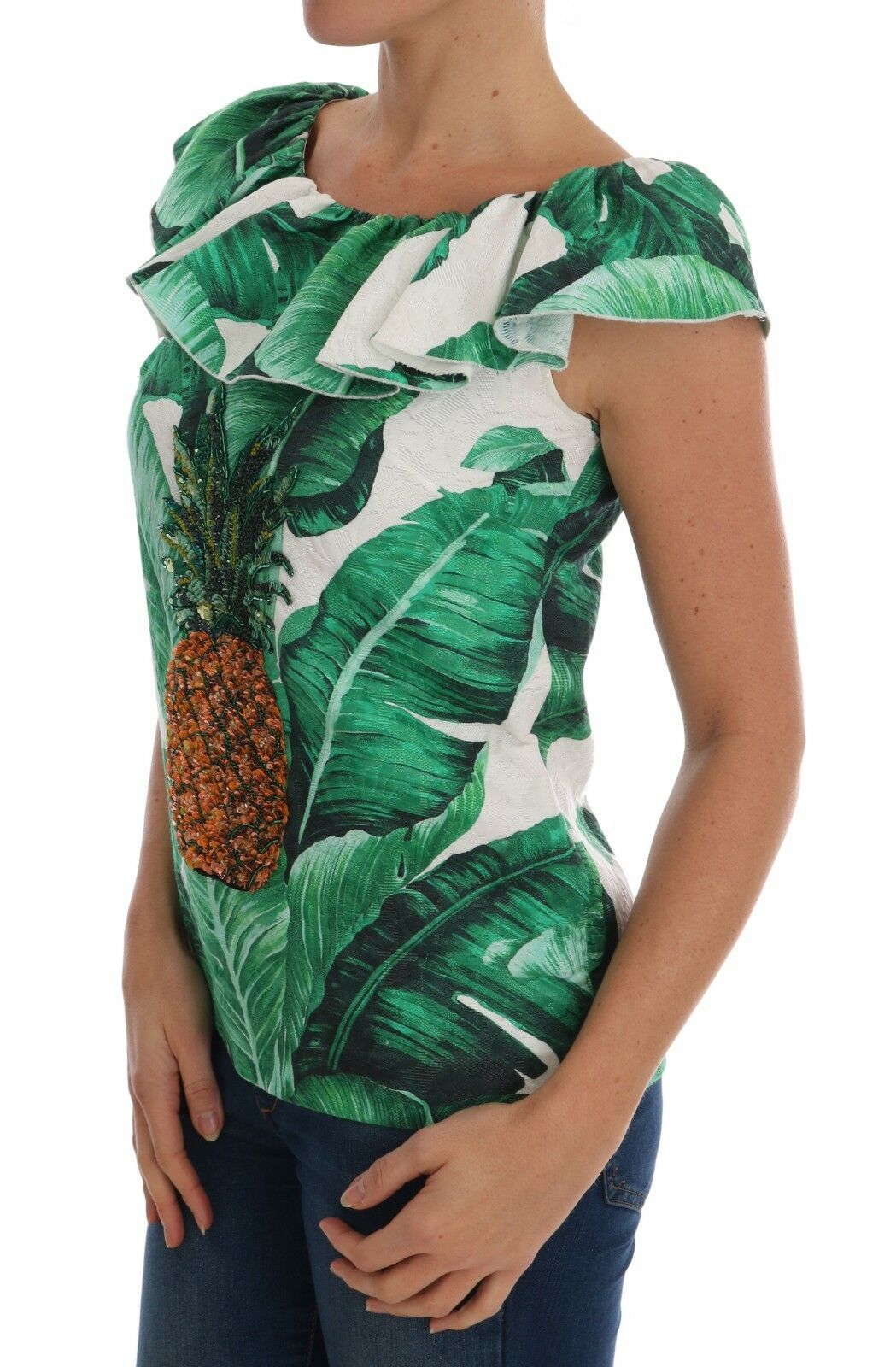 Ananas-Bananen-Pailletten-Bluse-T-Shirt