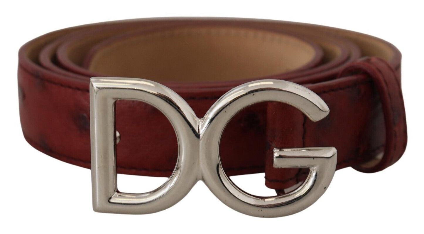 Bordeaux Leder Silber Logo Metallschnalle