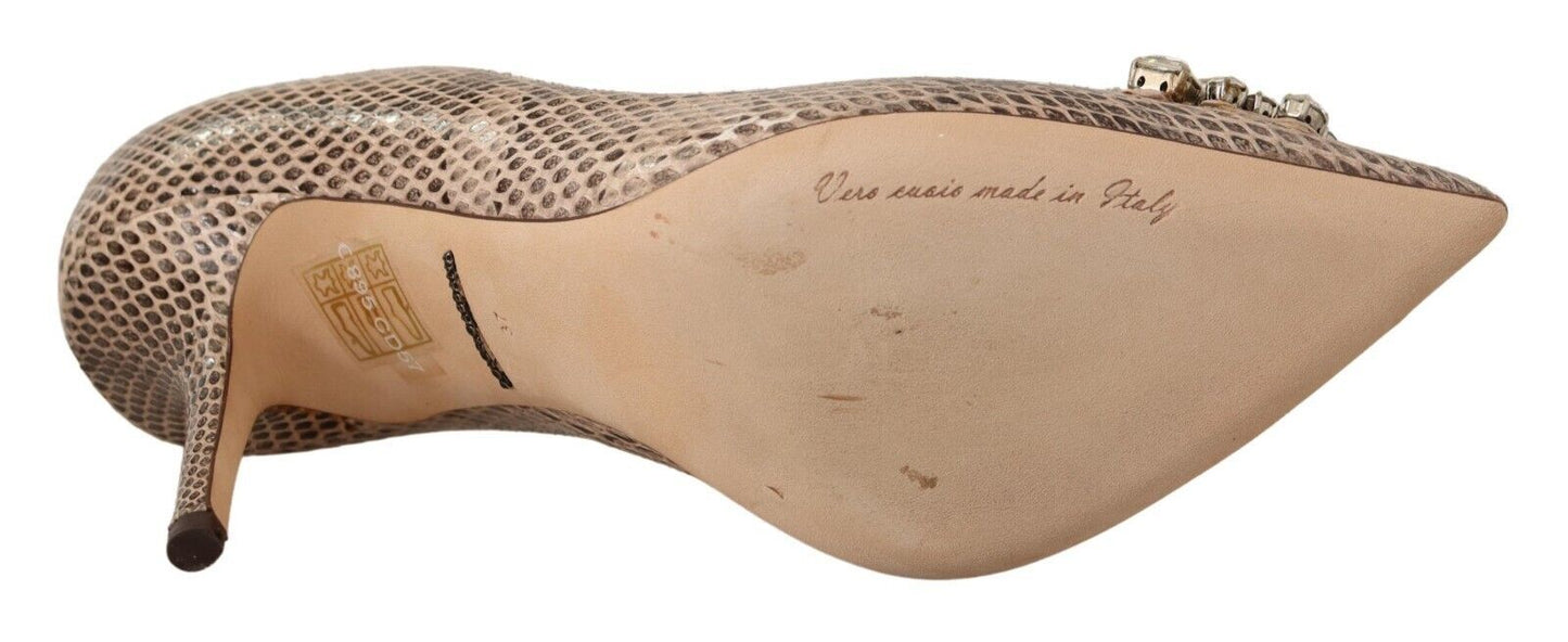 Nackt Exotisches Leder Kristall Absätze Pumps Schuhe