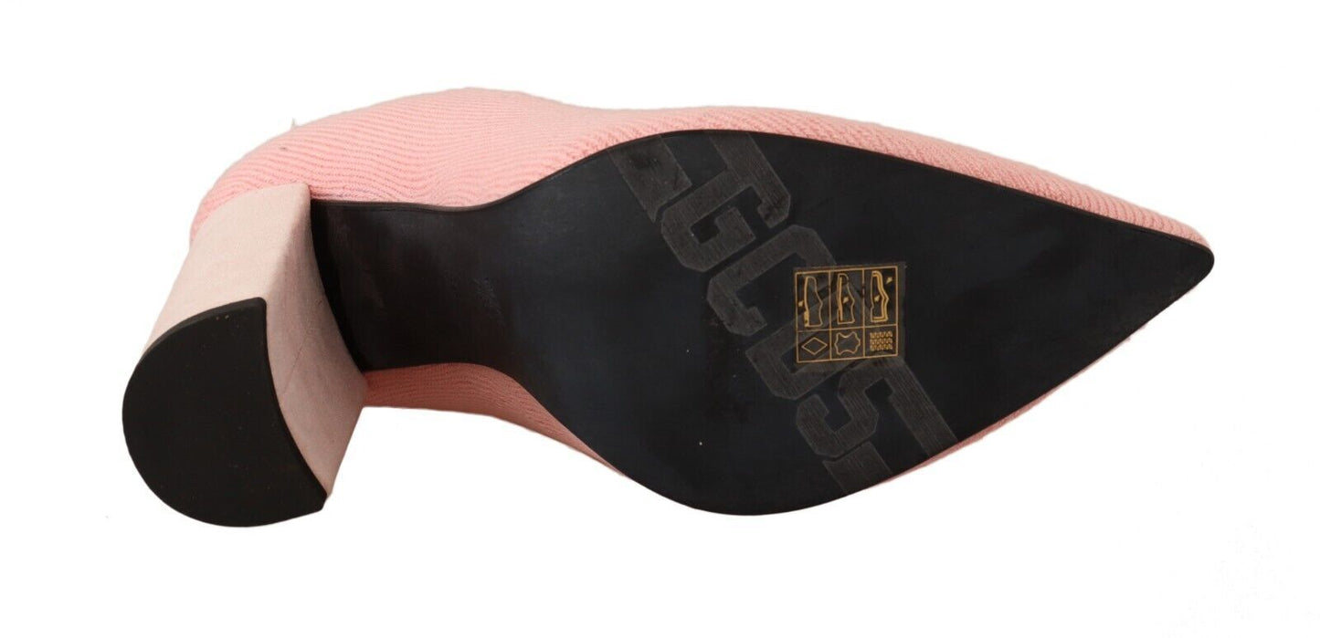 Rosa Wildleder Logo Socken Block Heel Stiefelette Schuhe
