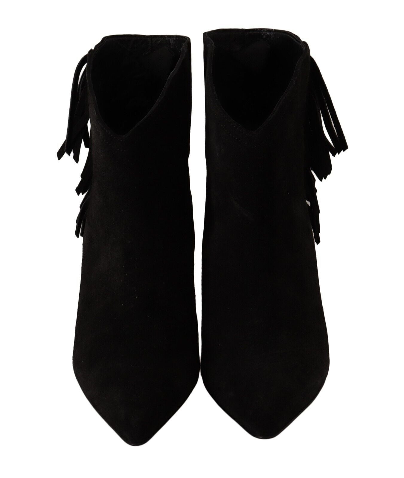 Schwarz Wildleder Leder Frauen Stiefeletten Fransen Schuhe