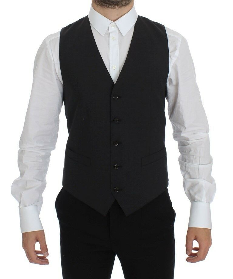 Graues Woll-Stretch-Kleid Blazer-Weste