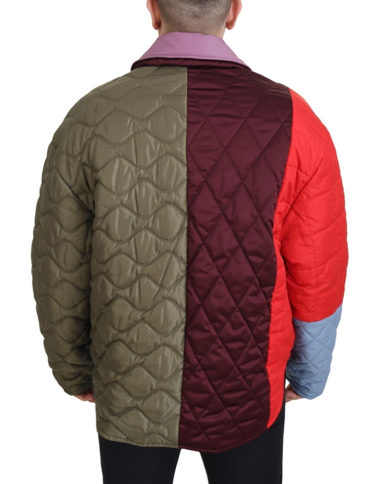 Multicolor Patchwork Steppjacke mit Kragen