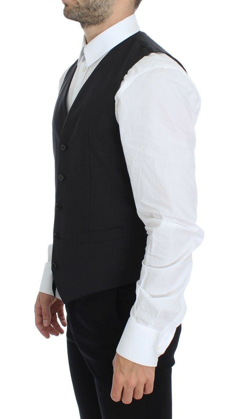 Graues Woll-Stretch-Kleid Blazer-Weste