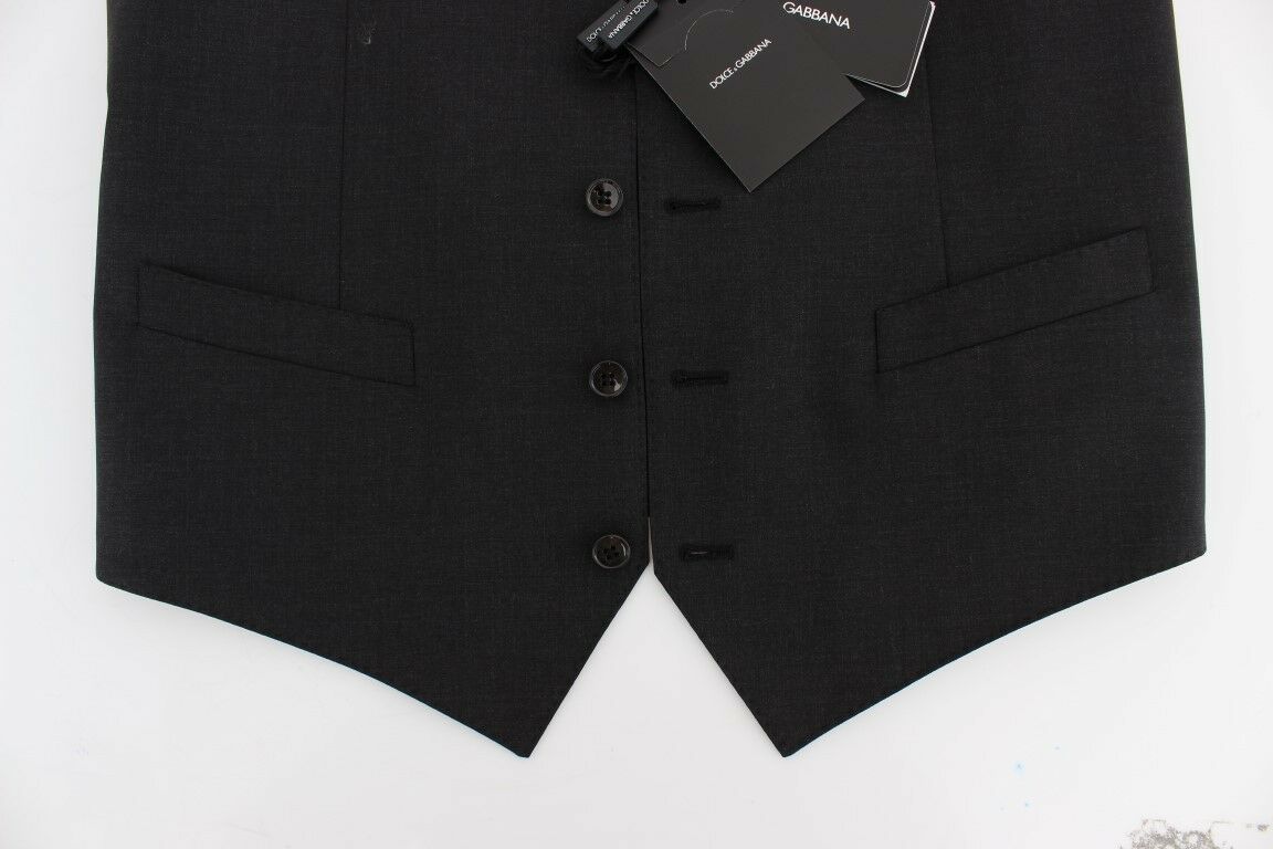 Graues Woll-Stretch-Kleid Blazer-Weste