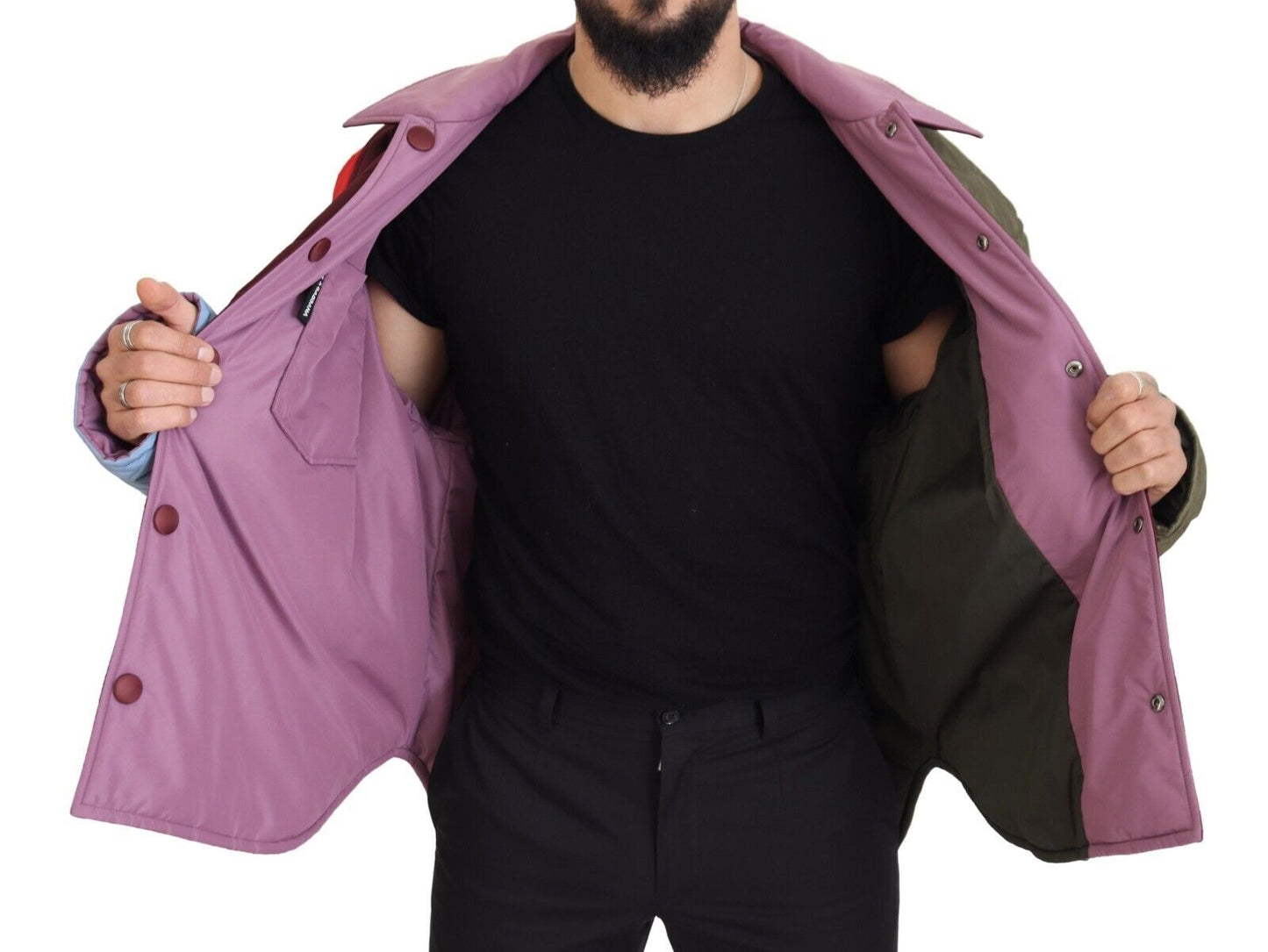Multicolor Patchwork Steppjacke mit Kragen