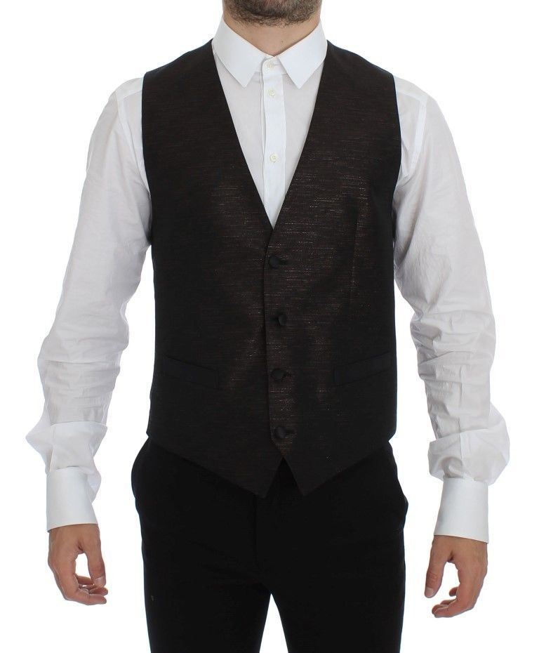 Schwarzes Woll-Logo-Kleid Gilet Vest