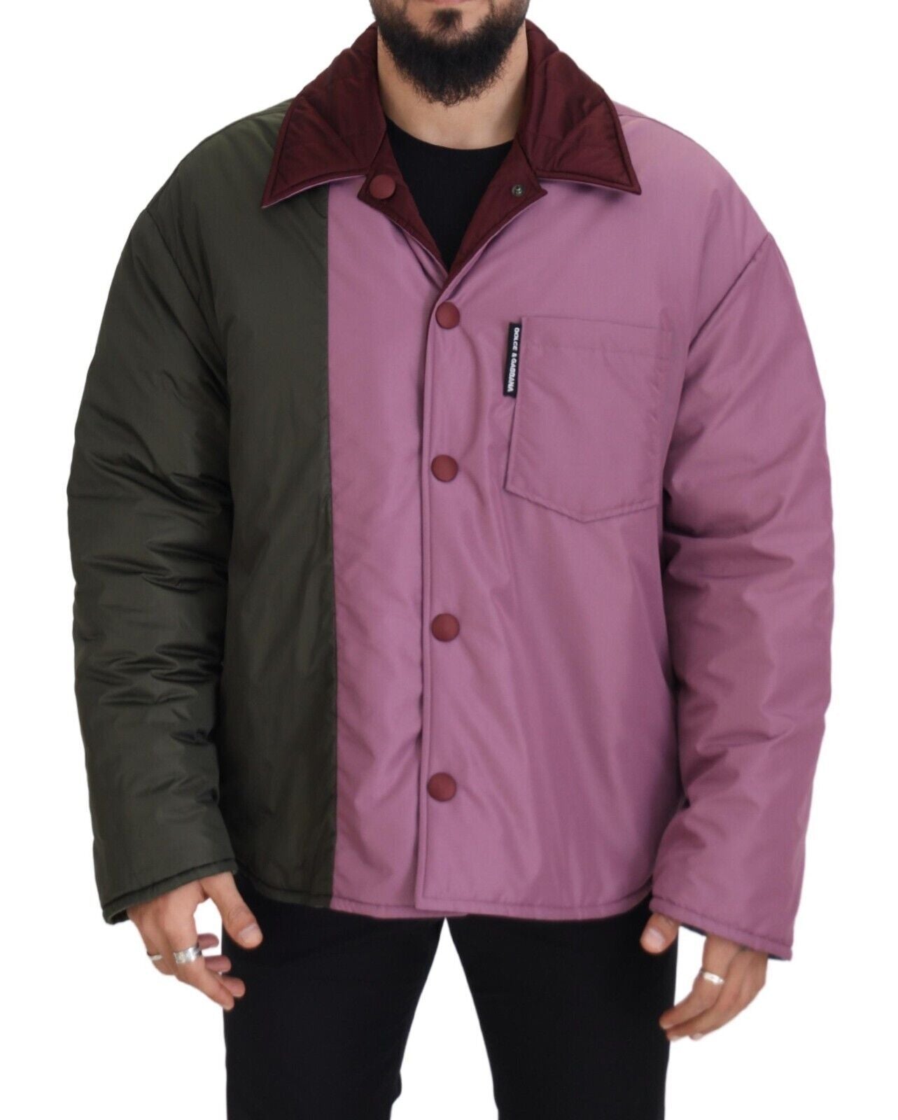 Multicolor Patchwork Steppjacke mit Kragen