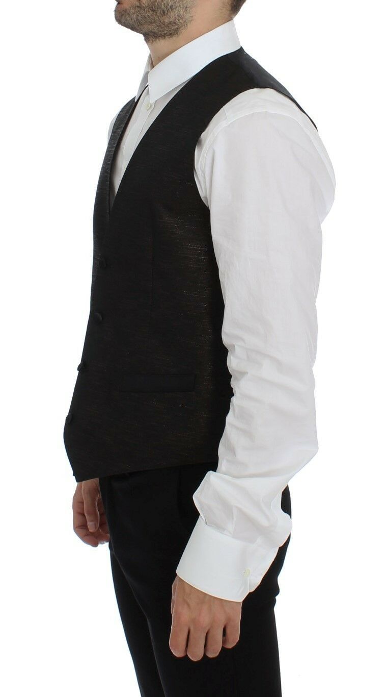 Schwarzes Woll-Logo-Kleid Gilet Vest
