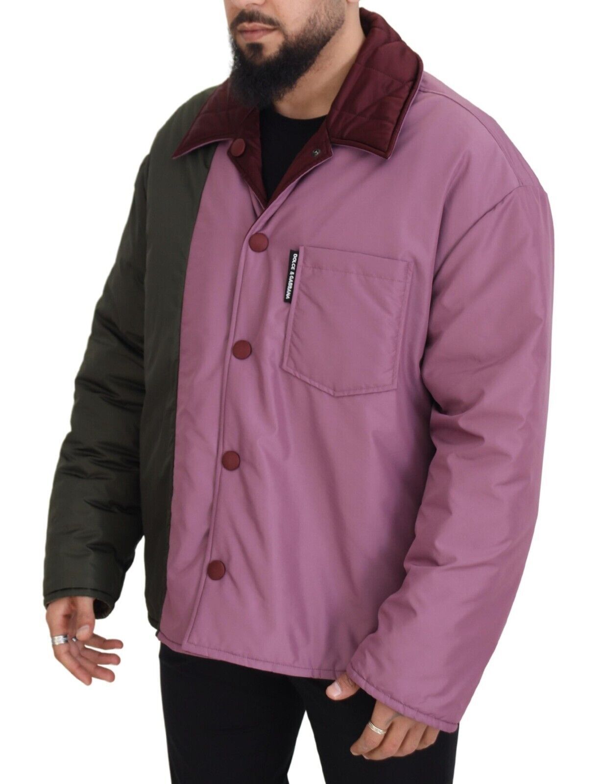 Multicolor Patchwork Steppjacke mit Kragen