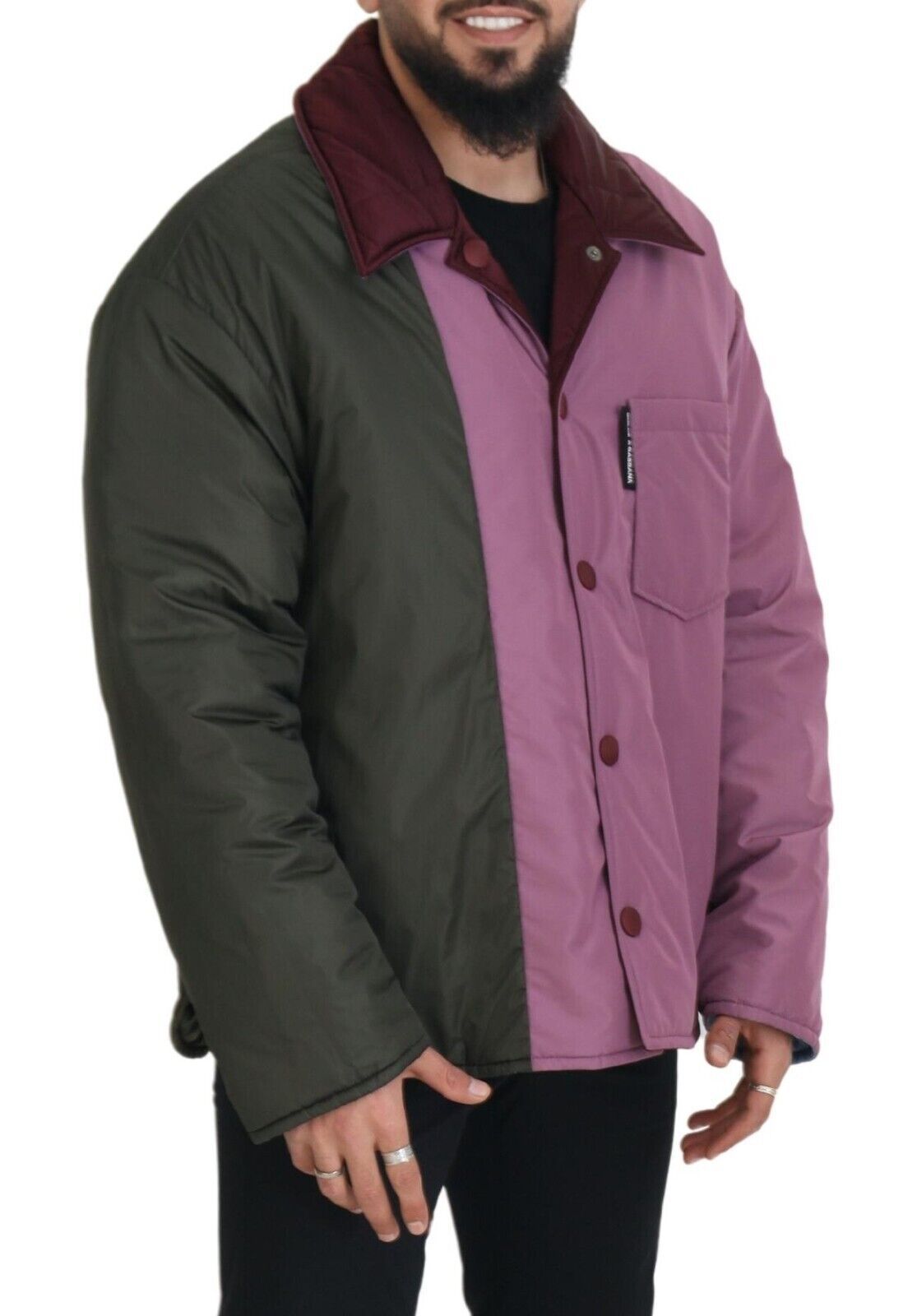 Multicolor Patchwork Steppjacke mit Kragen