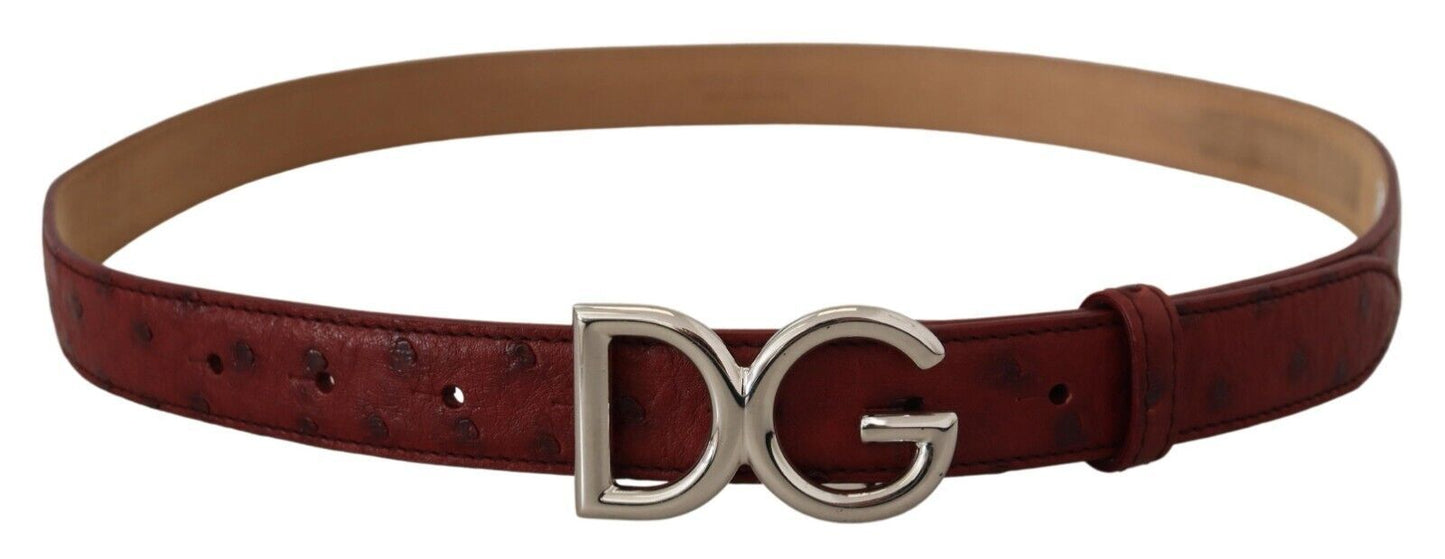 Bordeaux Leder Silber Logo Metallschnalle