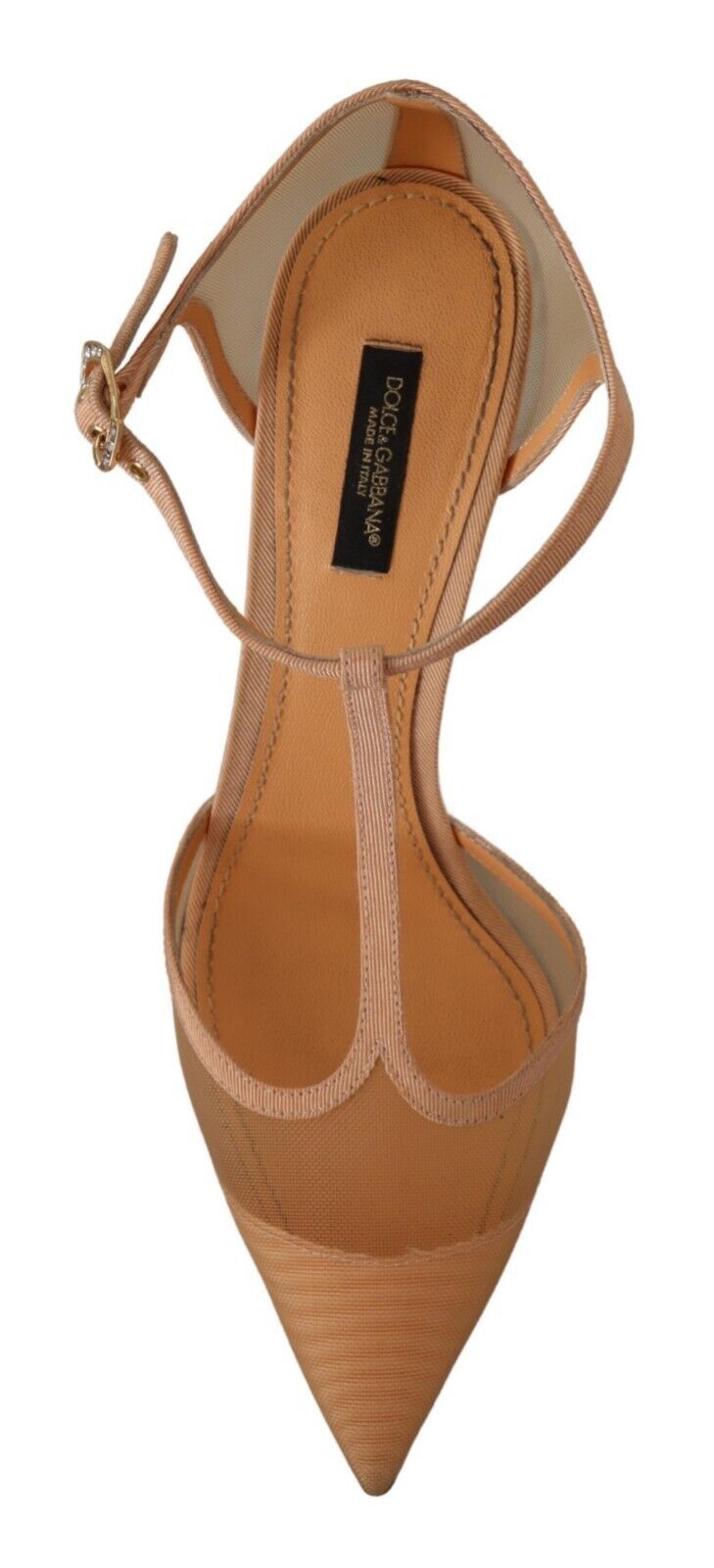 Beige Mesh T-strap Stiletto Heels Pumps Schuhe