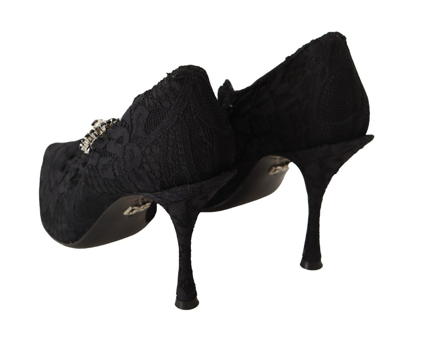 Schwarz Spitze Kristalle Heels Mary Jane Pumps Schuhe