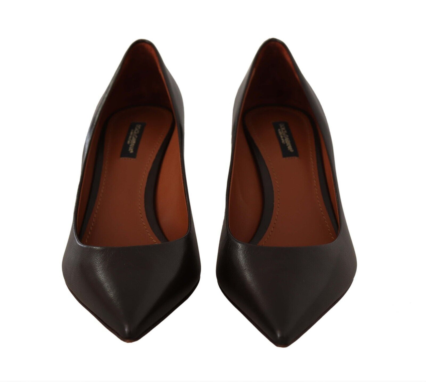 Braun Leder Kitten Mid Heels Pumps Schuhe