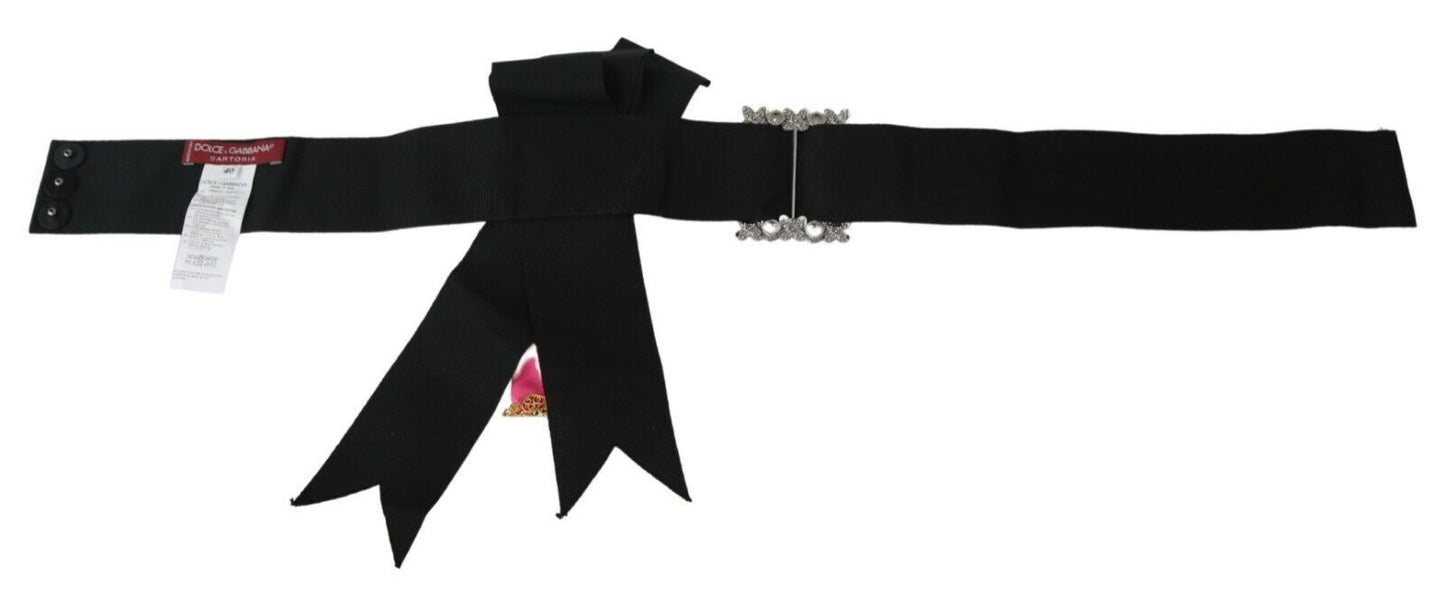Schwarz Rosa Blume Brosche Kristalle Baumwollgürtel