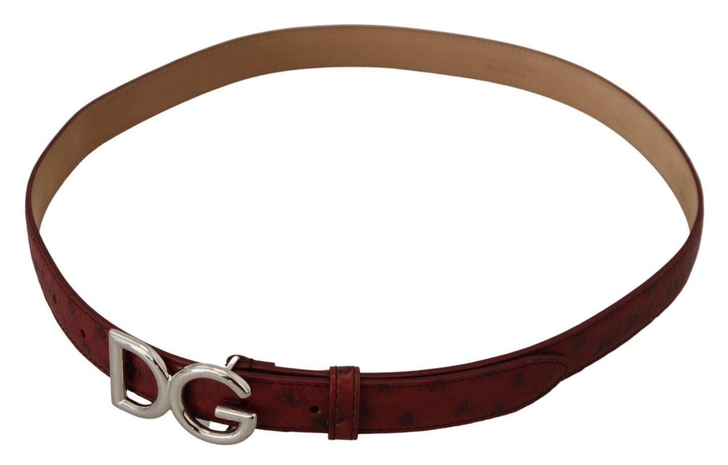 Bordeaux Leder Silber Logo Metallschnalle