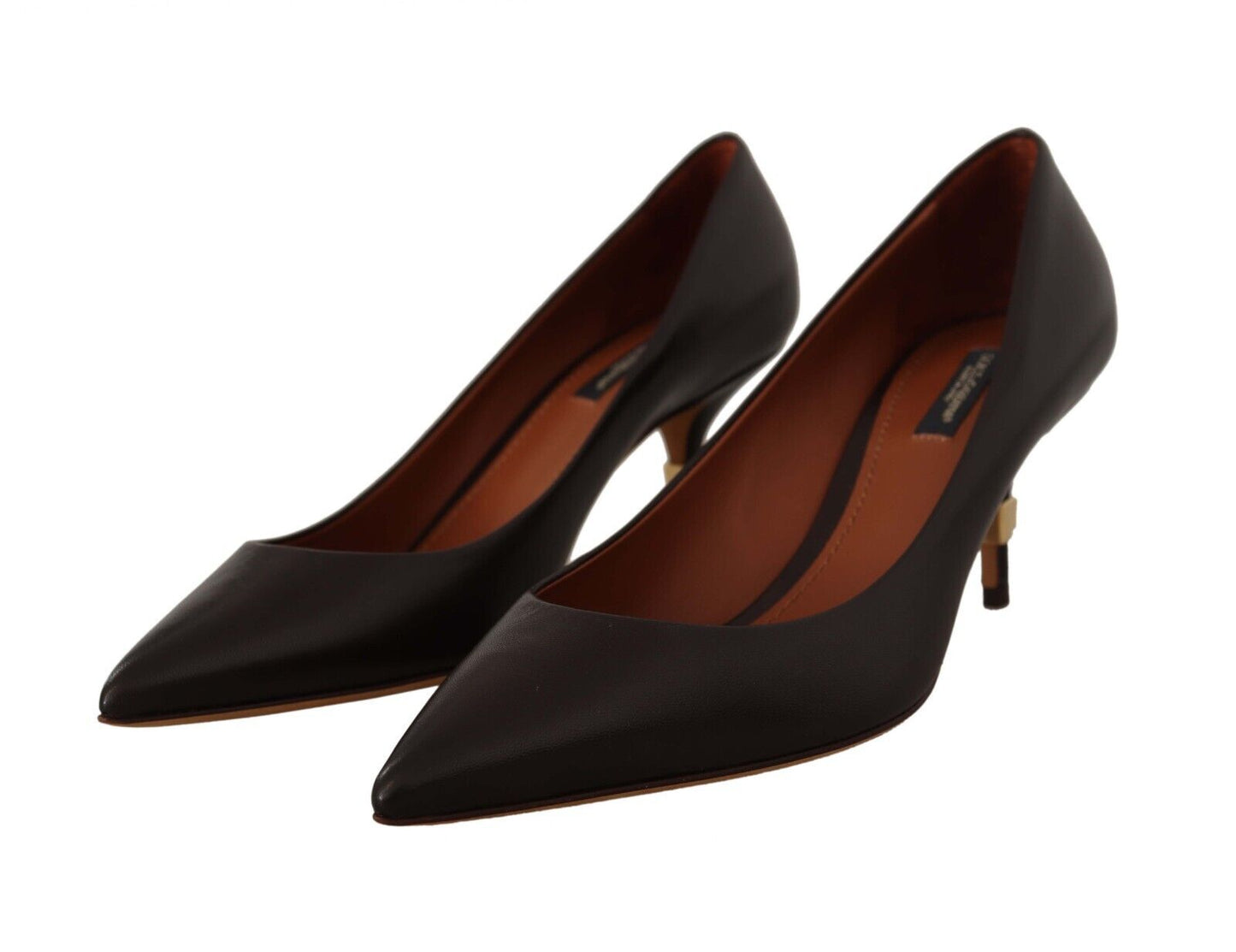 Braun Leder Kitten Mid Heels Pumps Schuhe