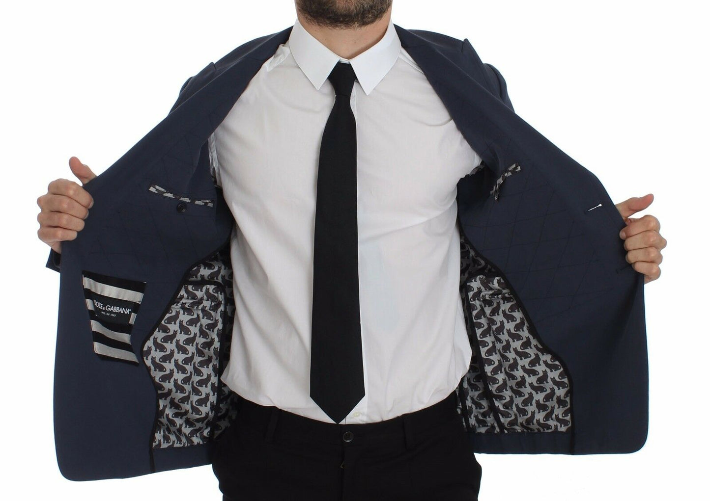 Blauer Baumwoll-Stretch-Blazer