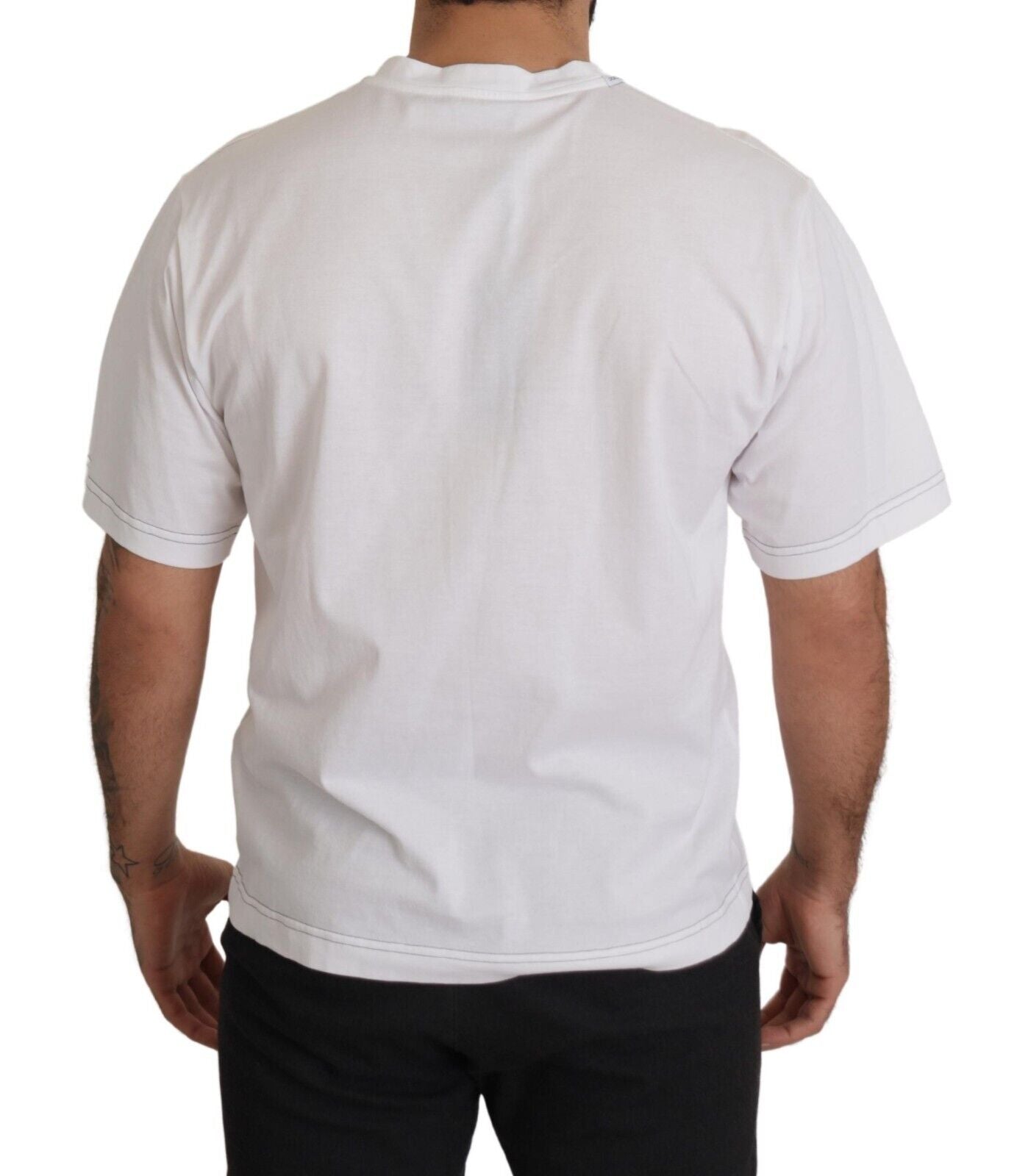 Weißes DG Leopard Logo T-Shirt mit Rundhalsausschnitt