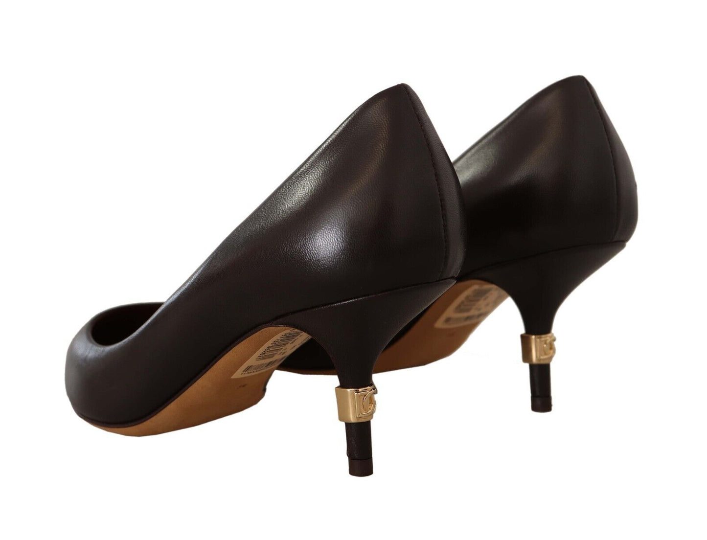 Braun Leder Kitten Mid Heels Pumps Schuhe