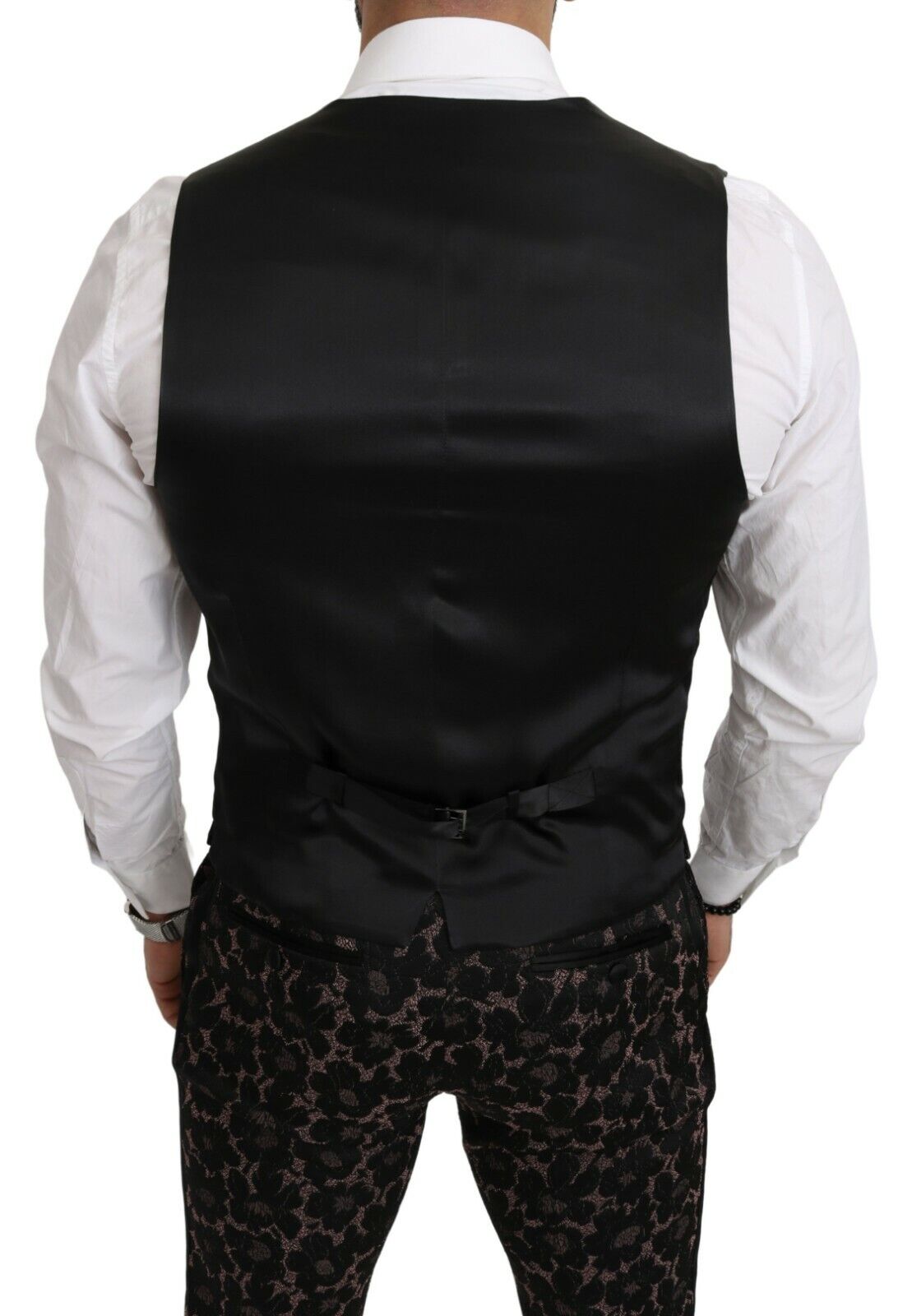 Anzug Schwarz Floral 3 Stück Slim Tuxedo