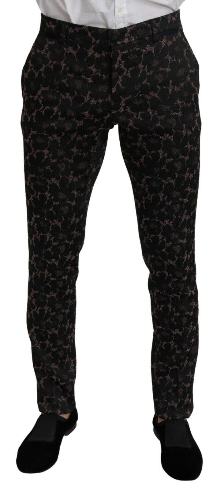 Anzug Schwarz Floral 3 Stück Slim Tuxedo