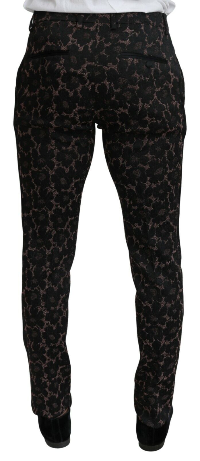 Anzug Schwarz Floral 3 Stück Slim Tuxedo